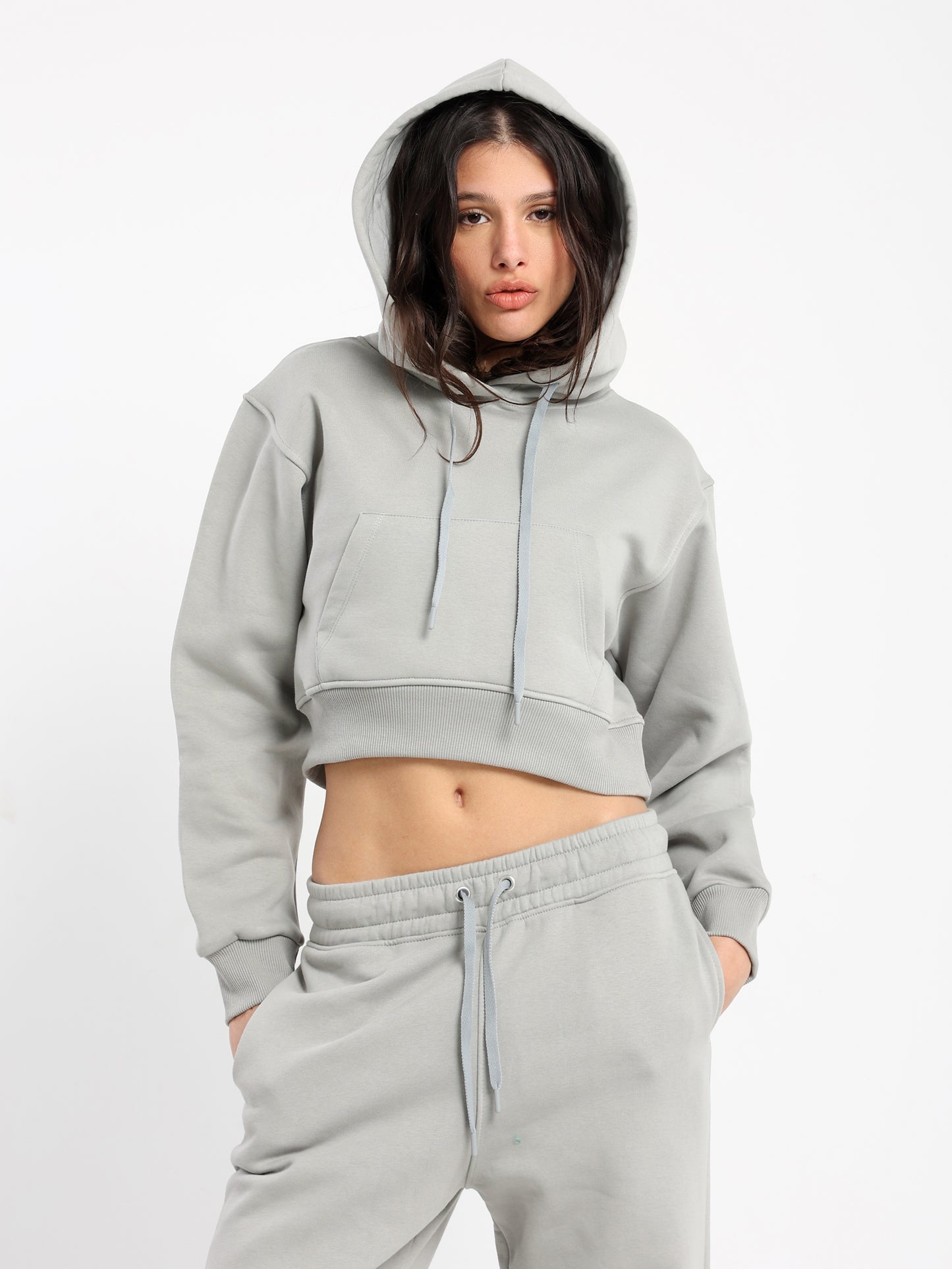 Solid Cropped Hoodie