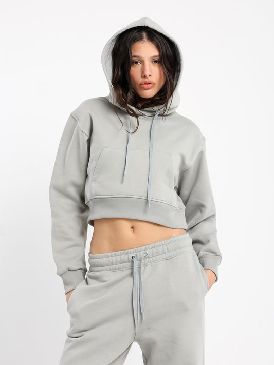 Solid Cropped Hoodie