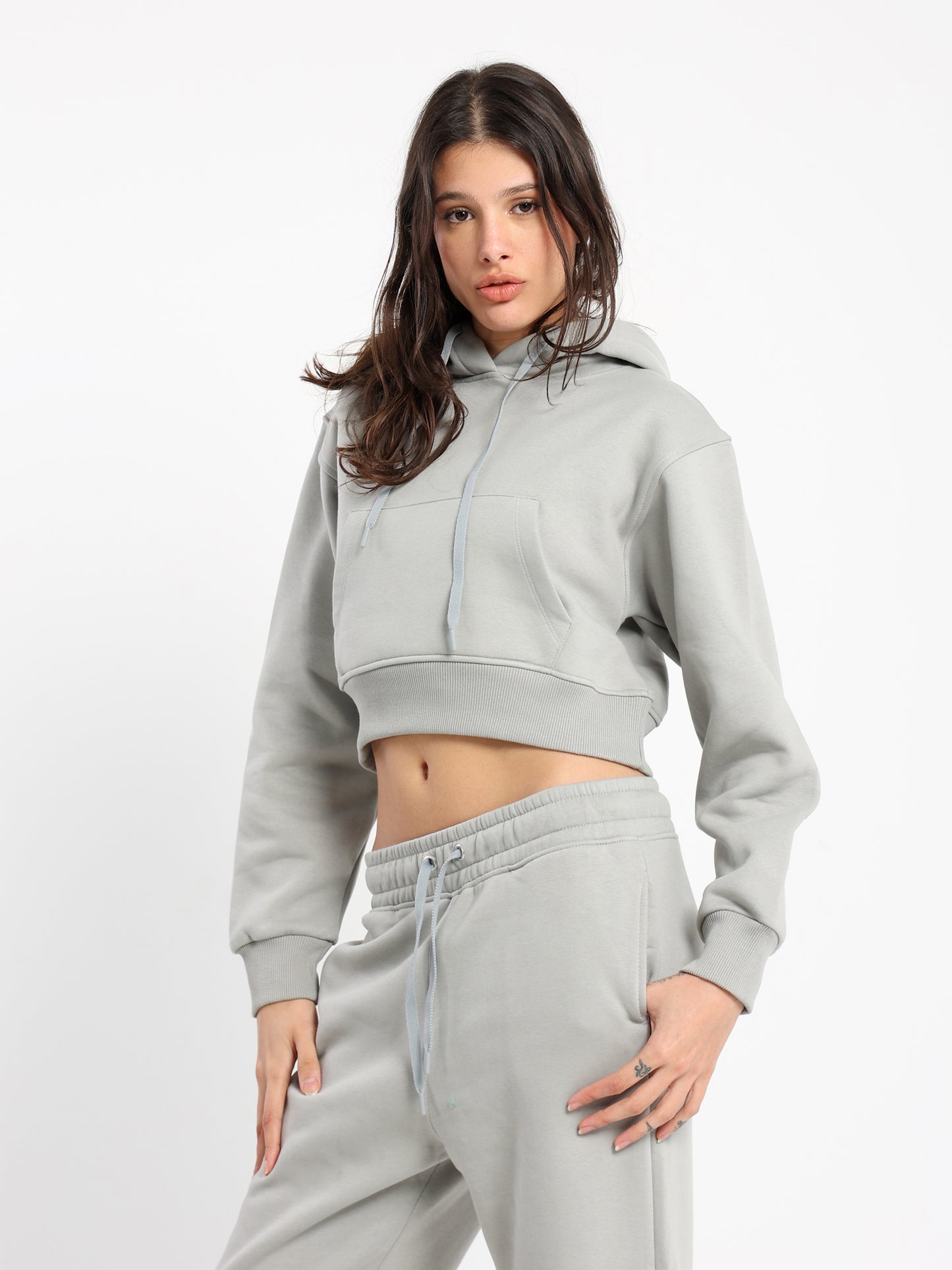 Solid Cropped Hoodie