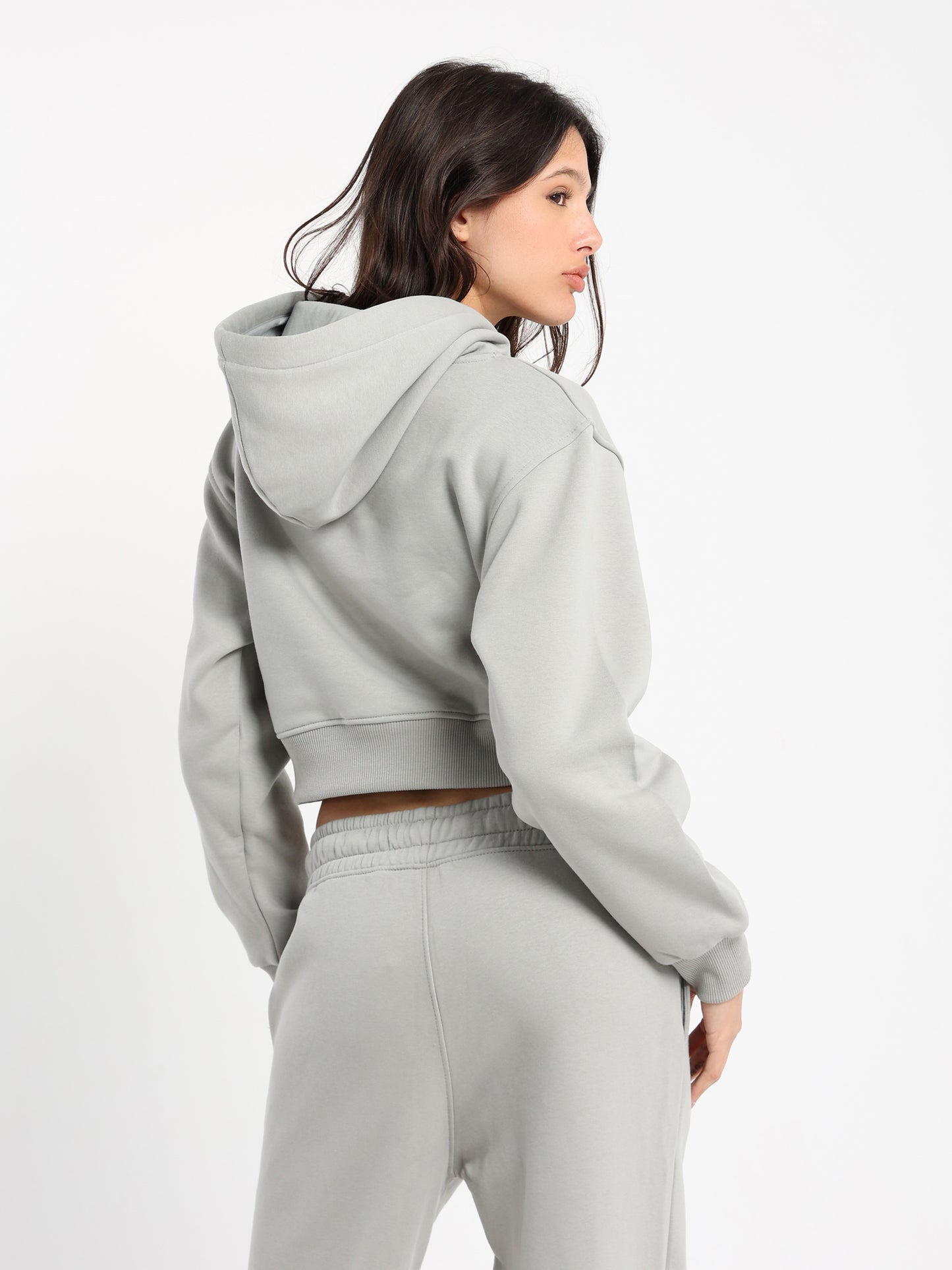 Solid Cropped Hoodie