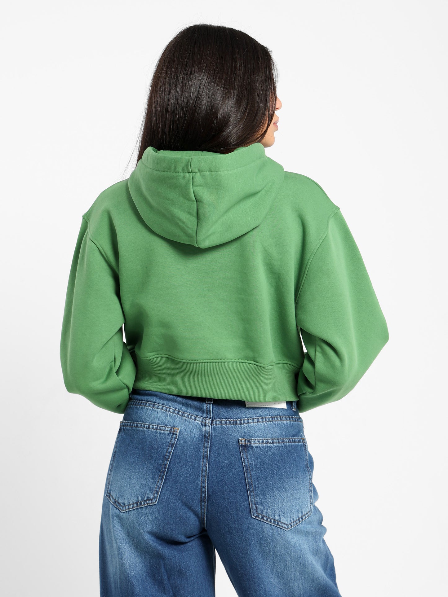 Solid Cropped Hoodie