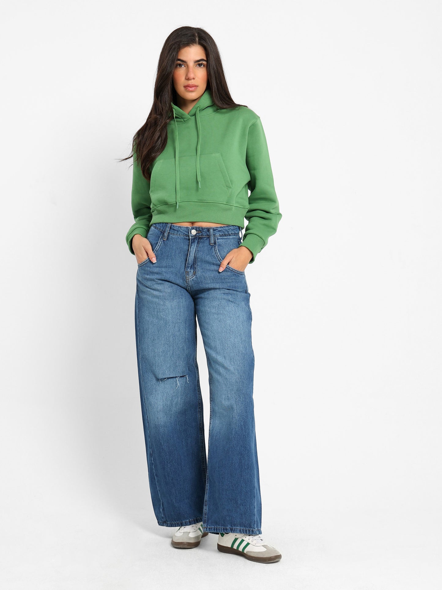 Solid Cropped Hoodie