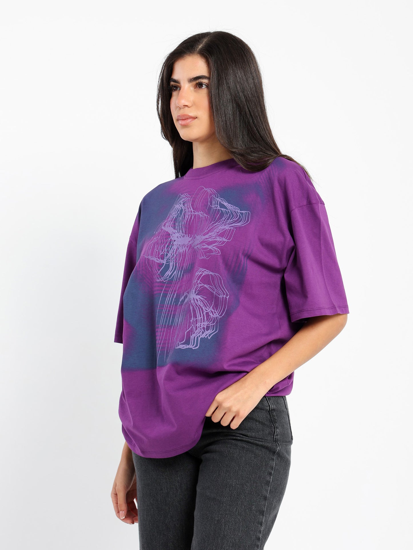Oversized Half Sleeves Tee with Place Print