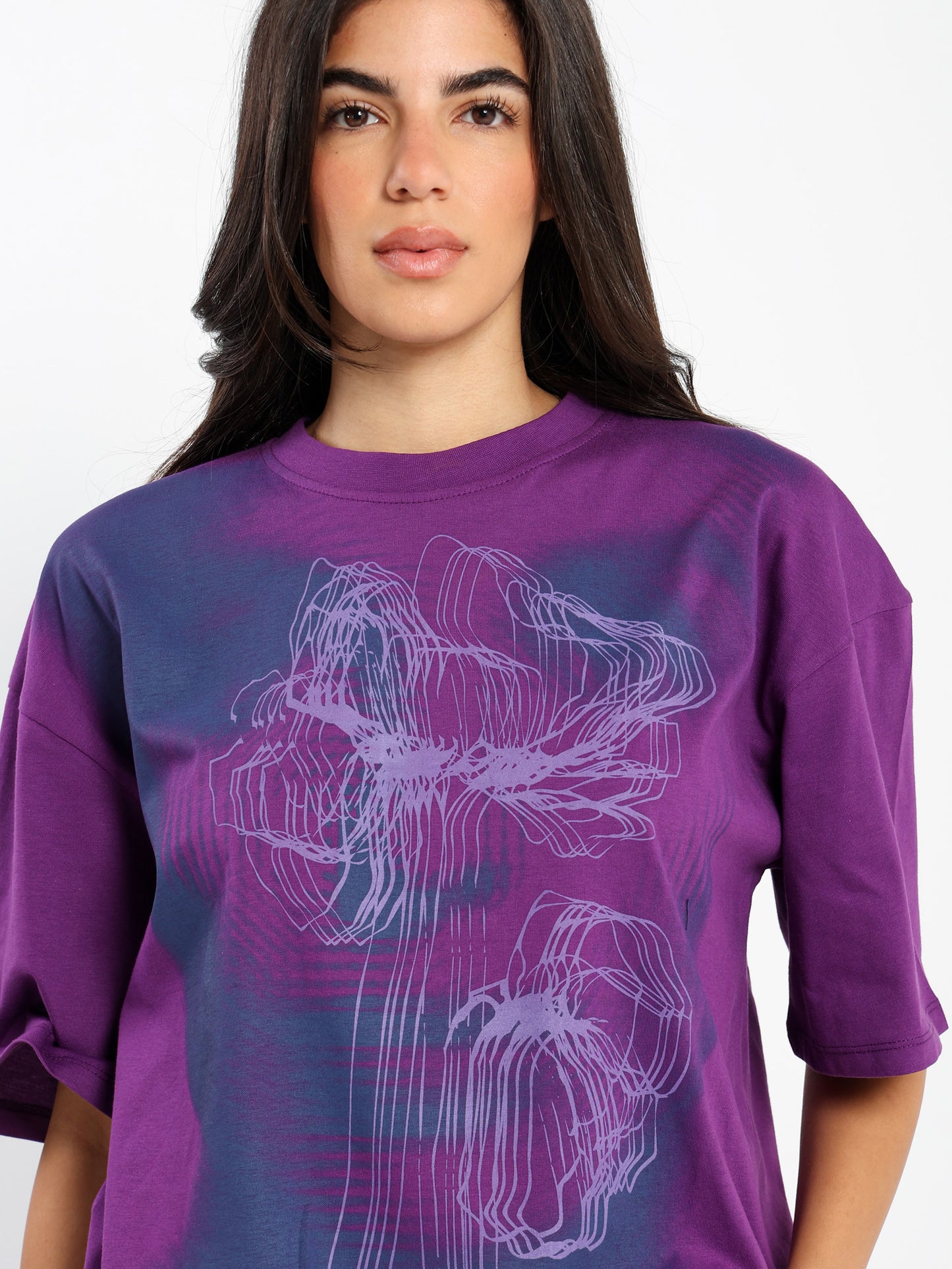Oversized Half Sleeves Tee with Place Print