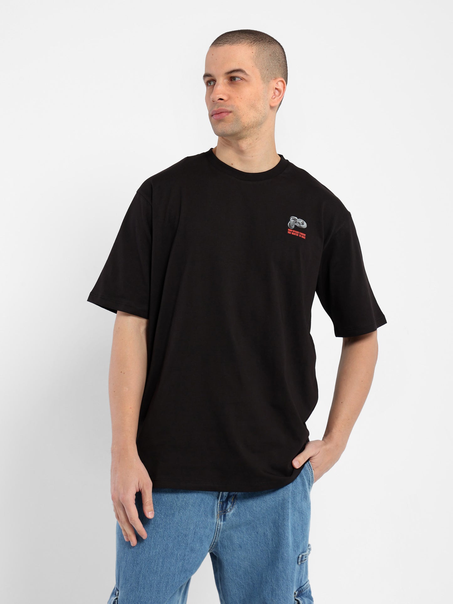 Oversized Half Sleeves T-Shirt with Place Print - Outlet