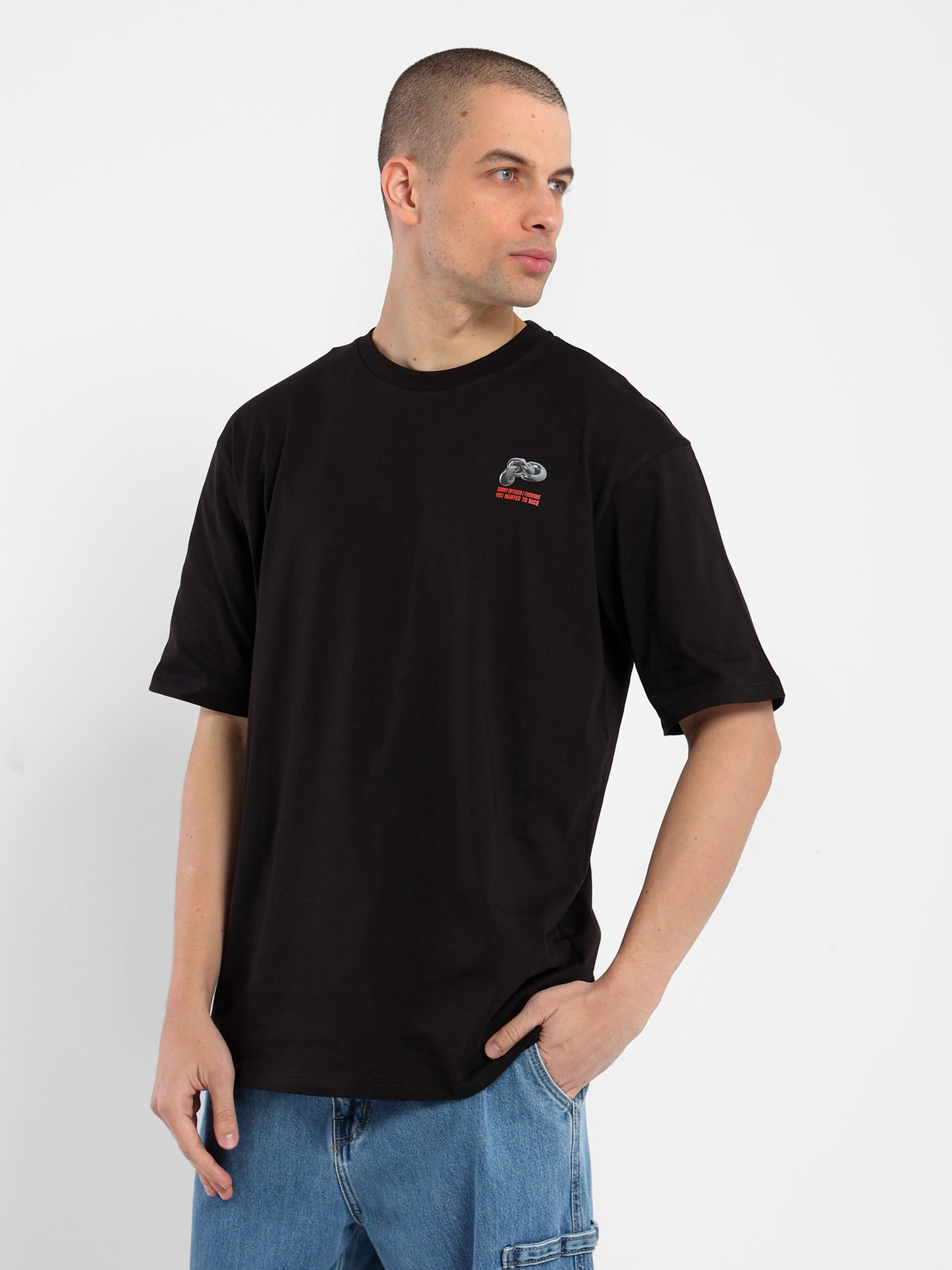 Oversized Half Sleeves T-Shirt with Place Print - Outlet