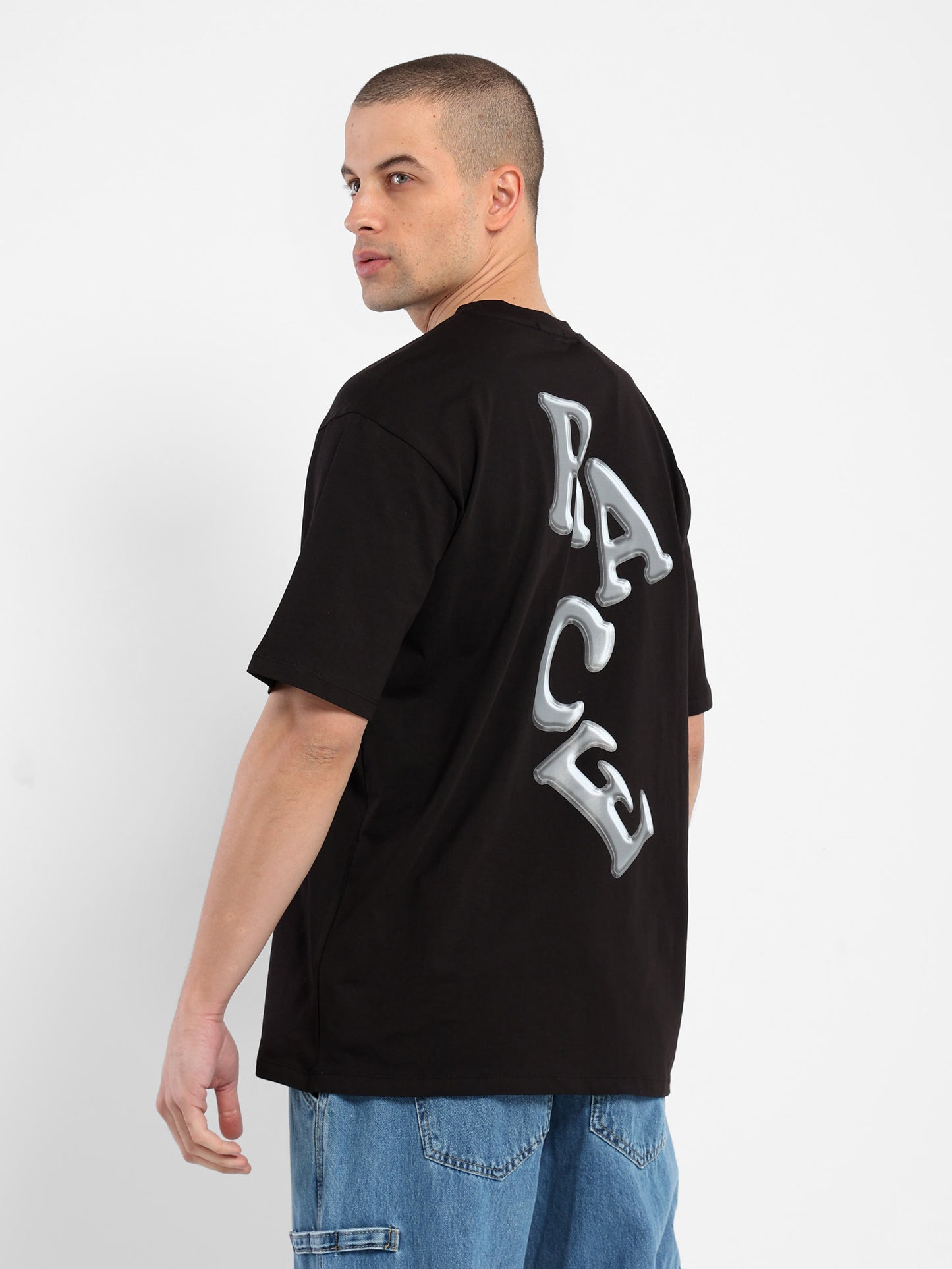 Oversized Half Sleeves T-Shirt with Place Print - Outlet