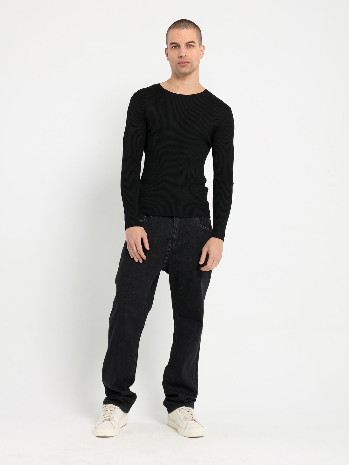 Long Sleeve Round Neck Open Knit Night T-Shirt - Outlet