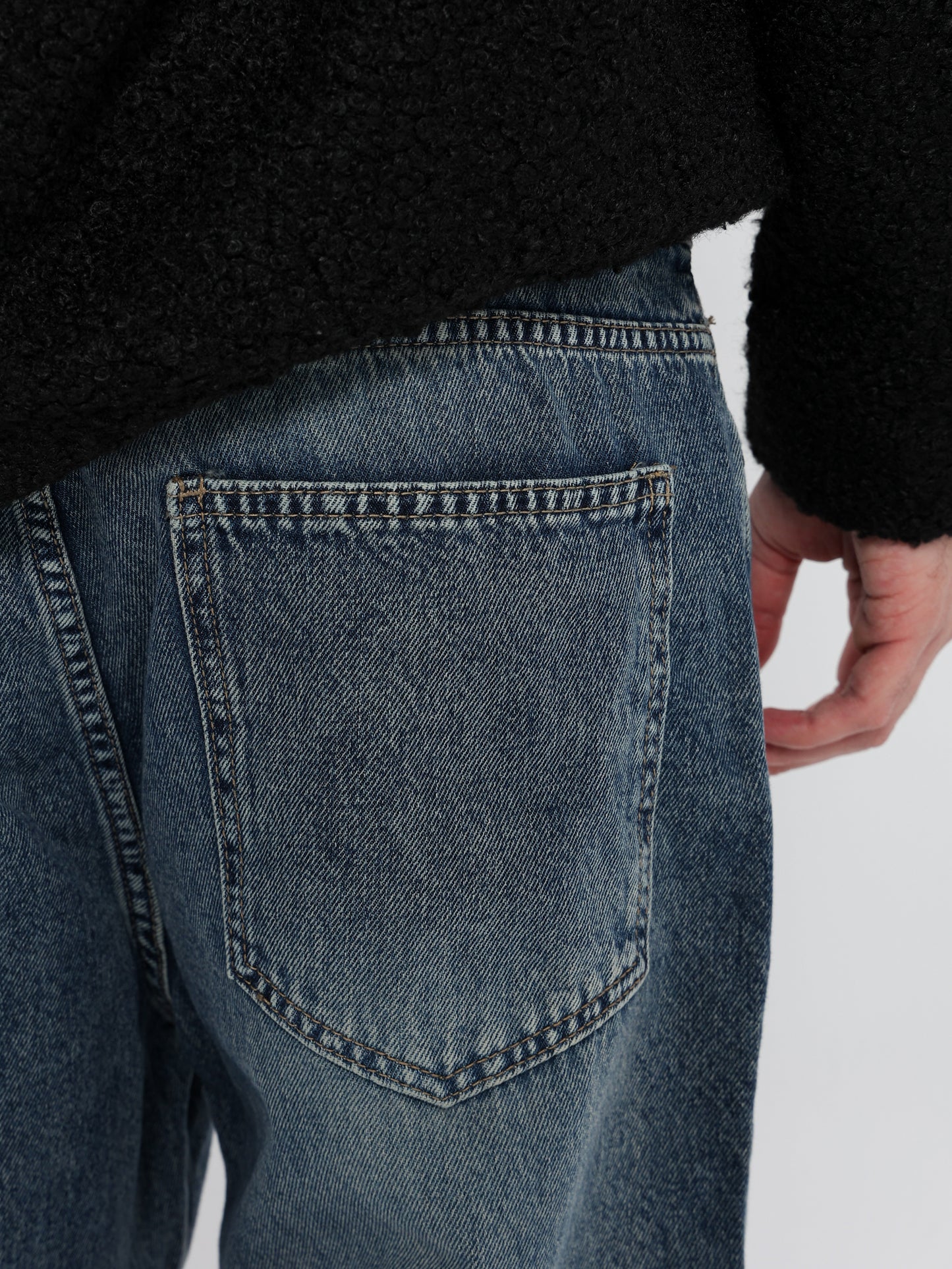 Straight Ripped Jeans with Back Foil Print