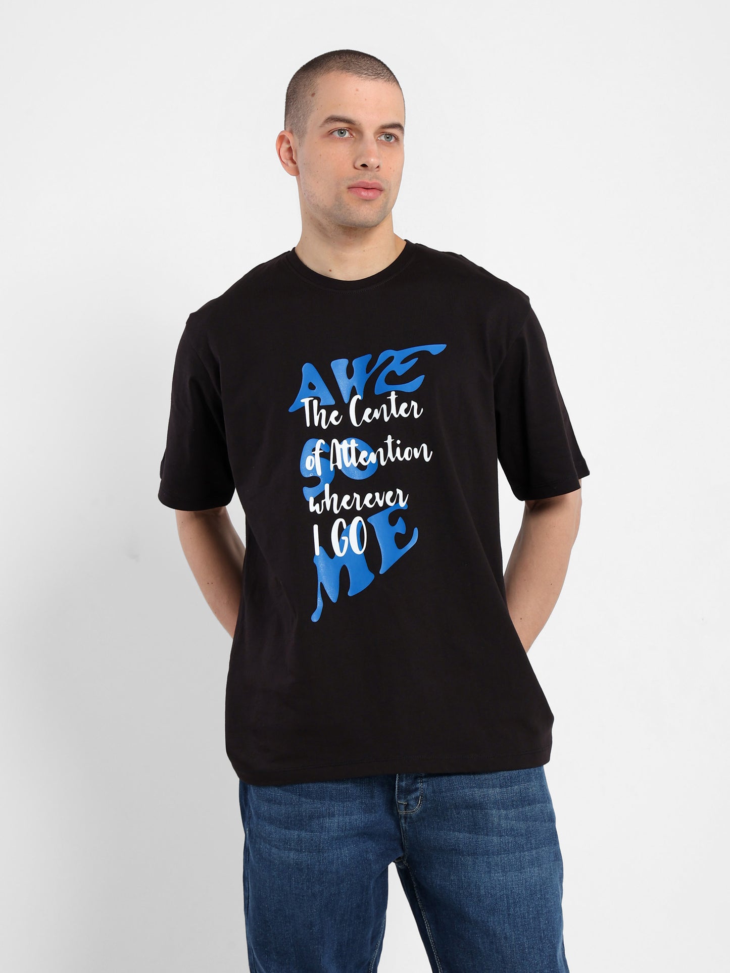Sprayed Text 2 Colors T-Shirt - Outlet