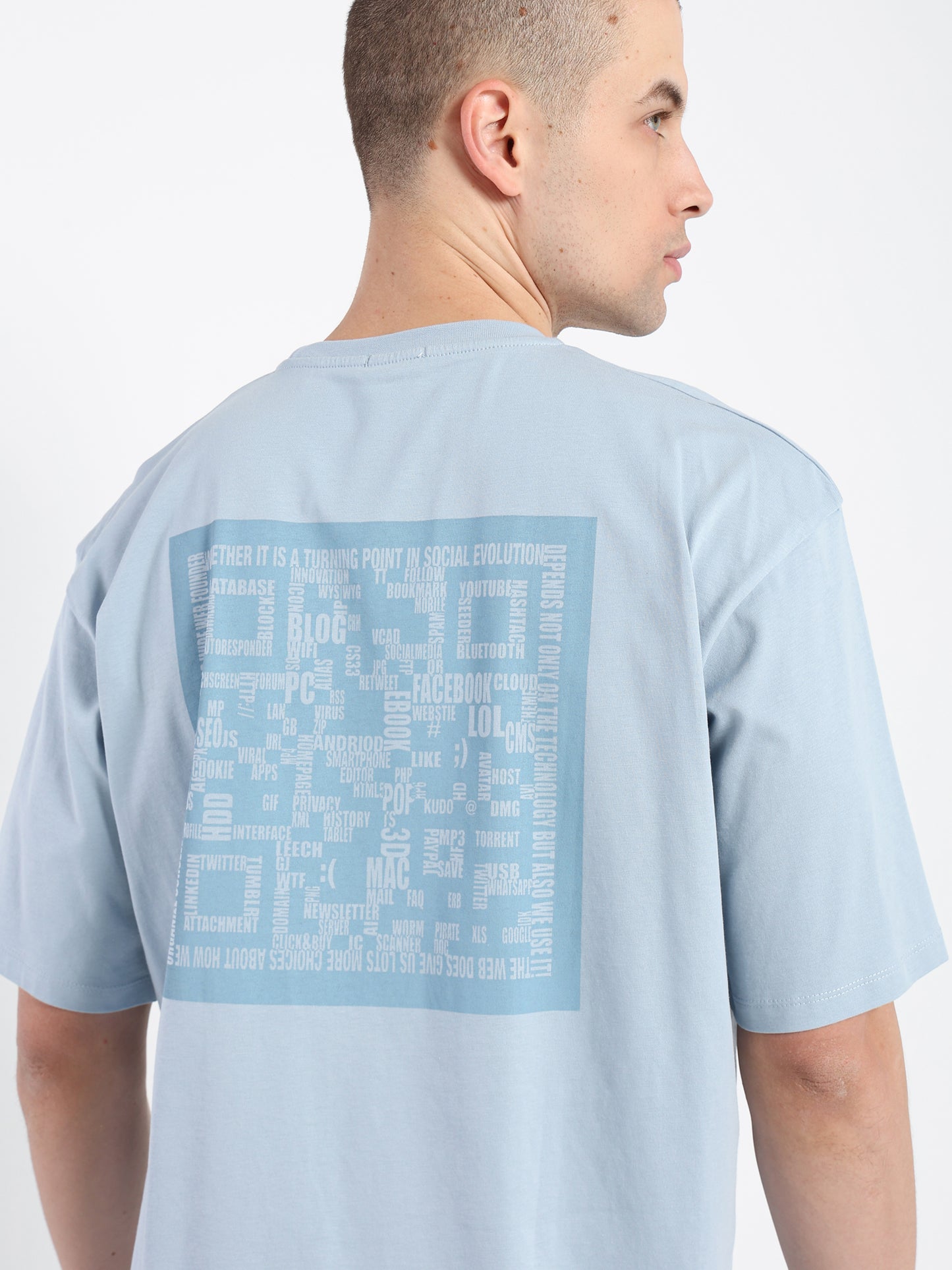 Barcode Back and Front Print T-Shirt - Outlet