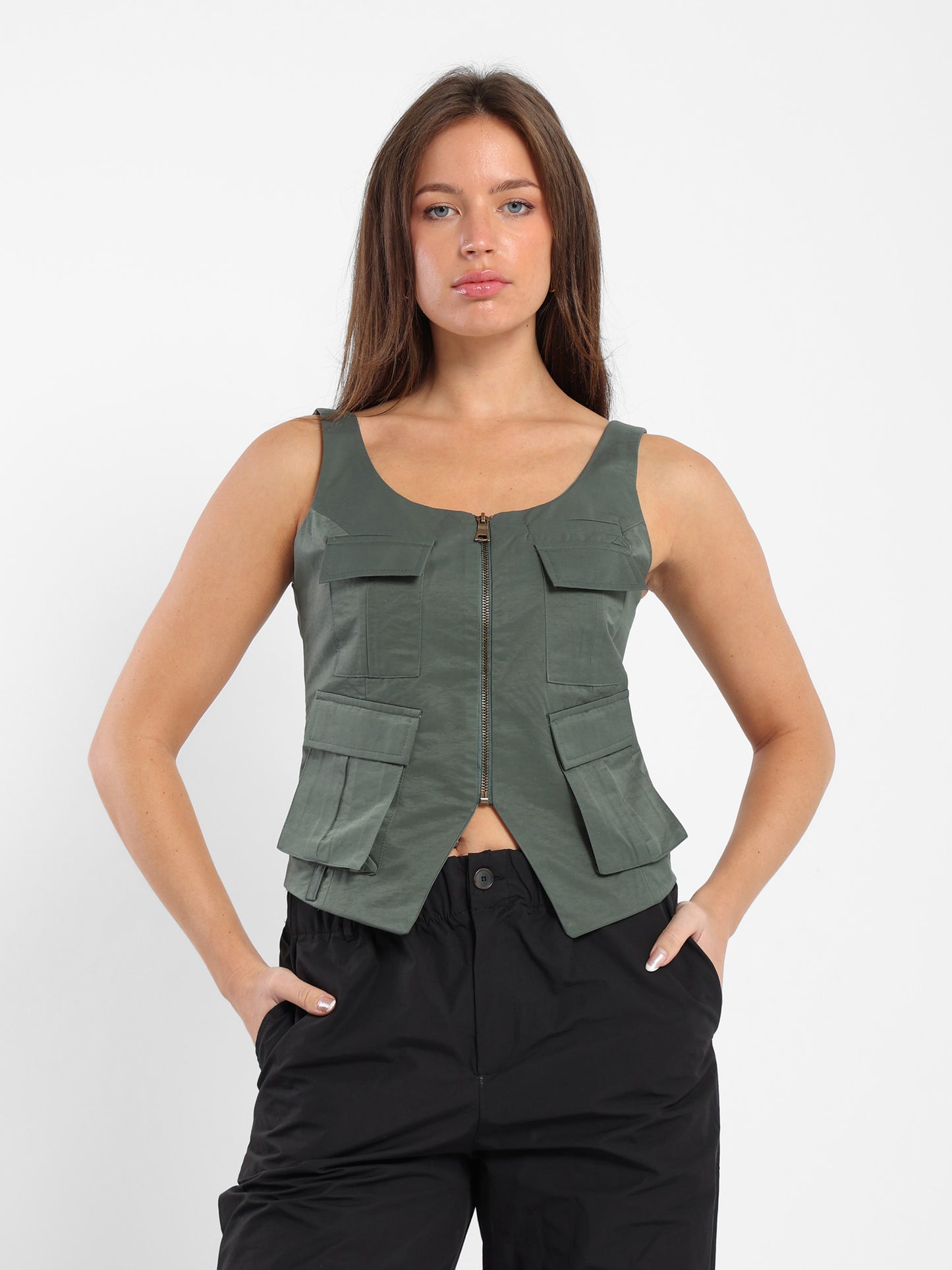 Multi-Pockets Sleeveless Vest