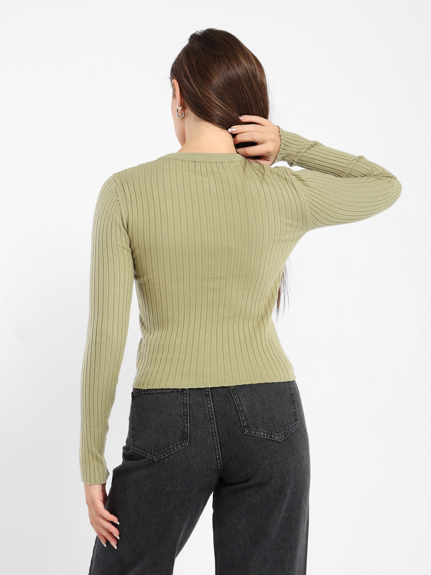 Regular Ribbed Long Sleeves Top