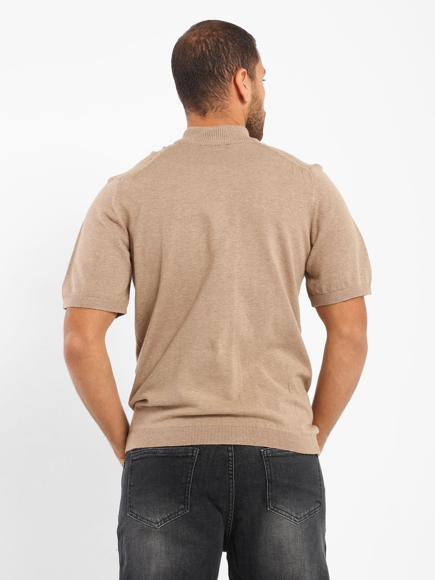 Mock Neck Tricot T-Shirt - Outlet
