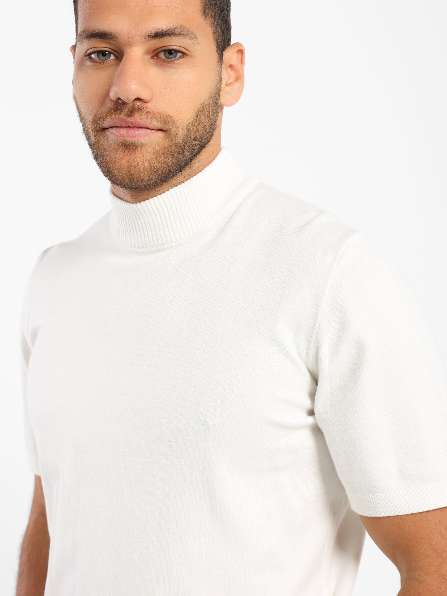 Mock Neck Tricot T-Shirt - Outlet