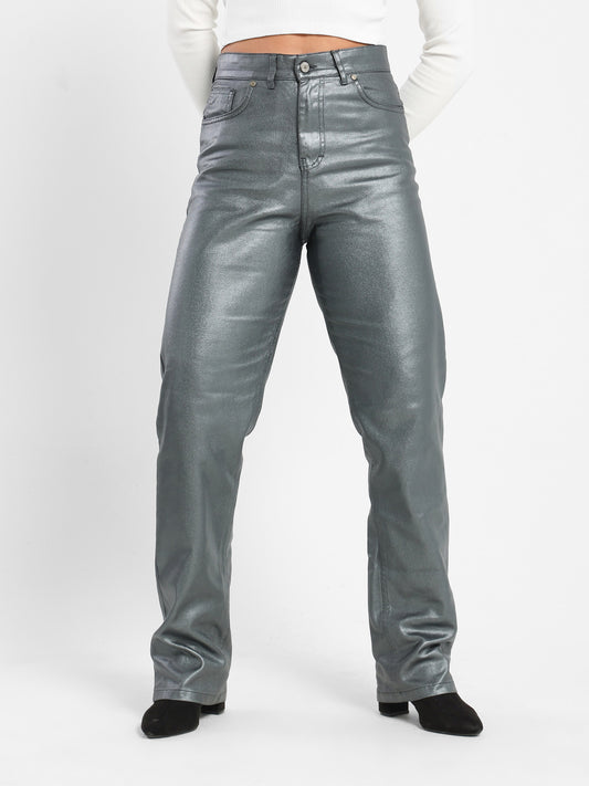 Jeans Straight Midb Rise Jeans With Foil