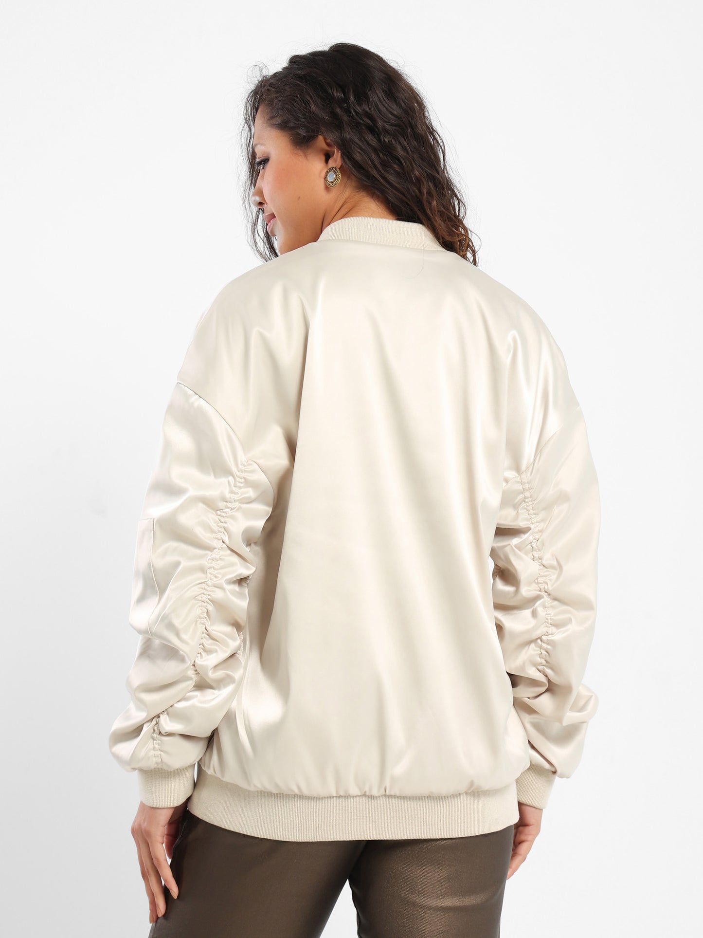Oversized Satin Bomber Jacket