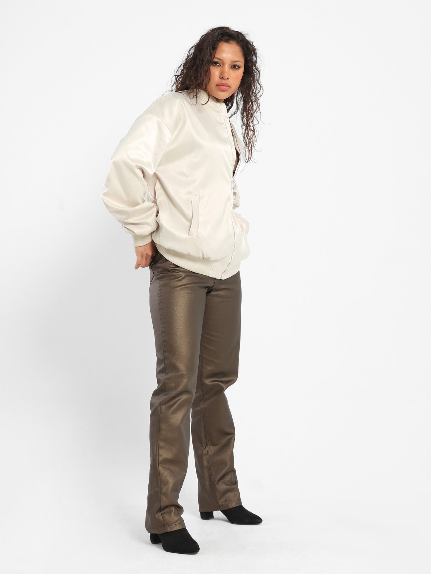 Oversized Satin Bomber Jacket