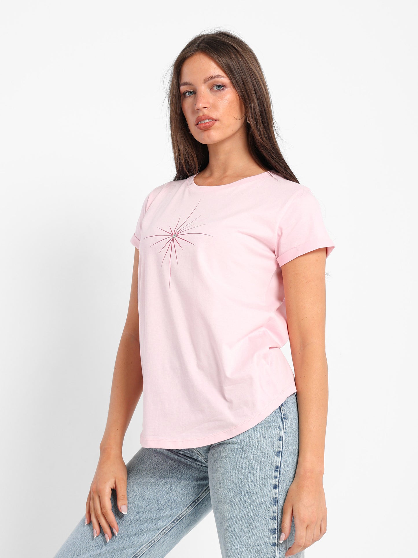 Rhinestone Heart Print T-Shirt