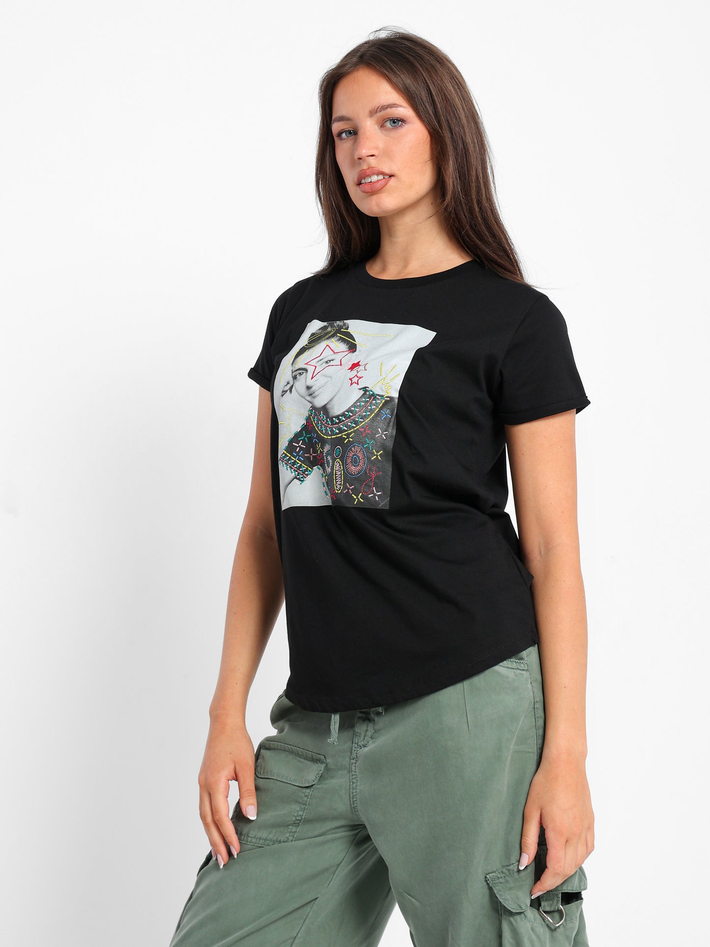 Embroidered Printed T-Shirt