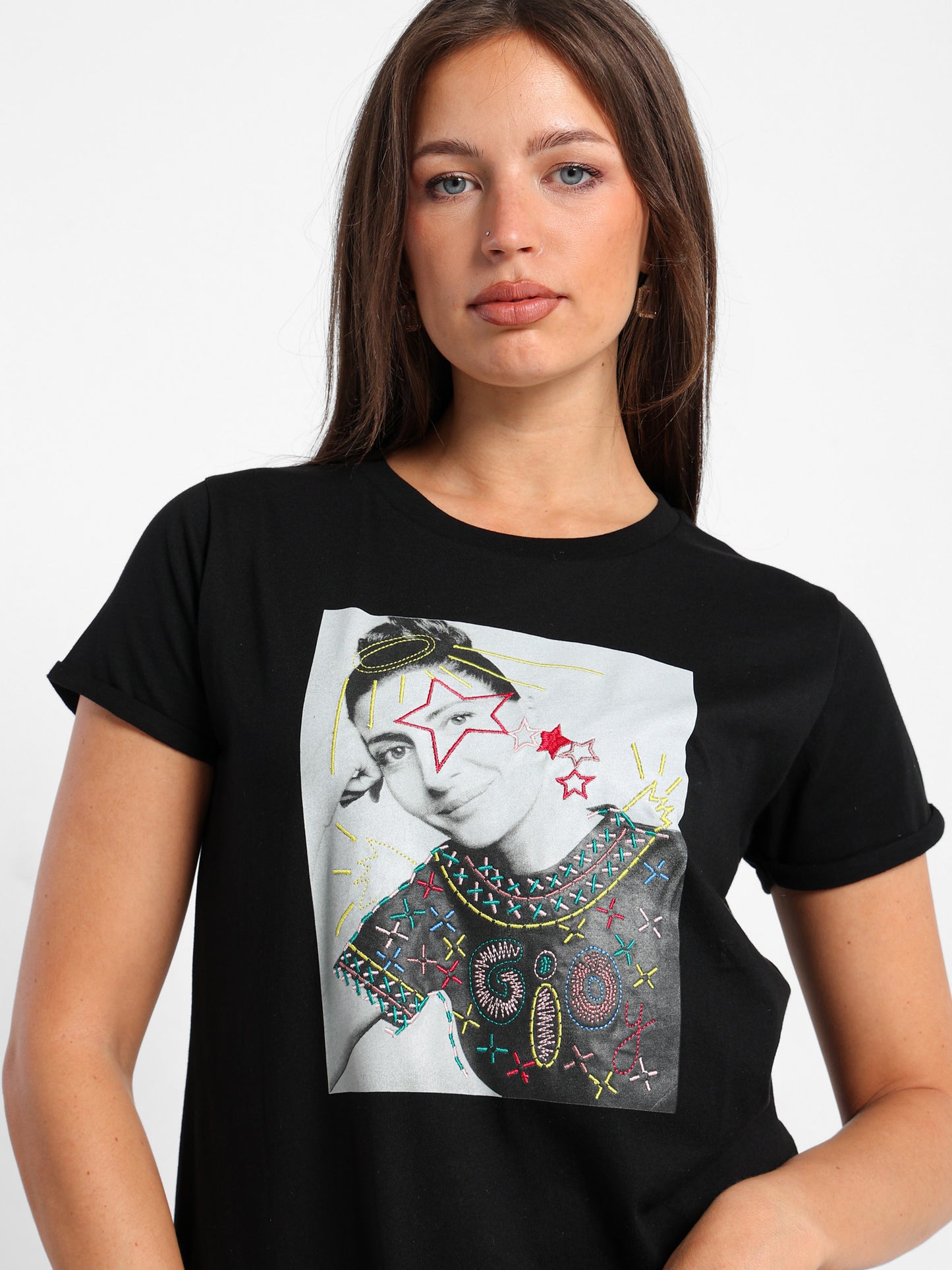 Embroidered Printed T-Shirt