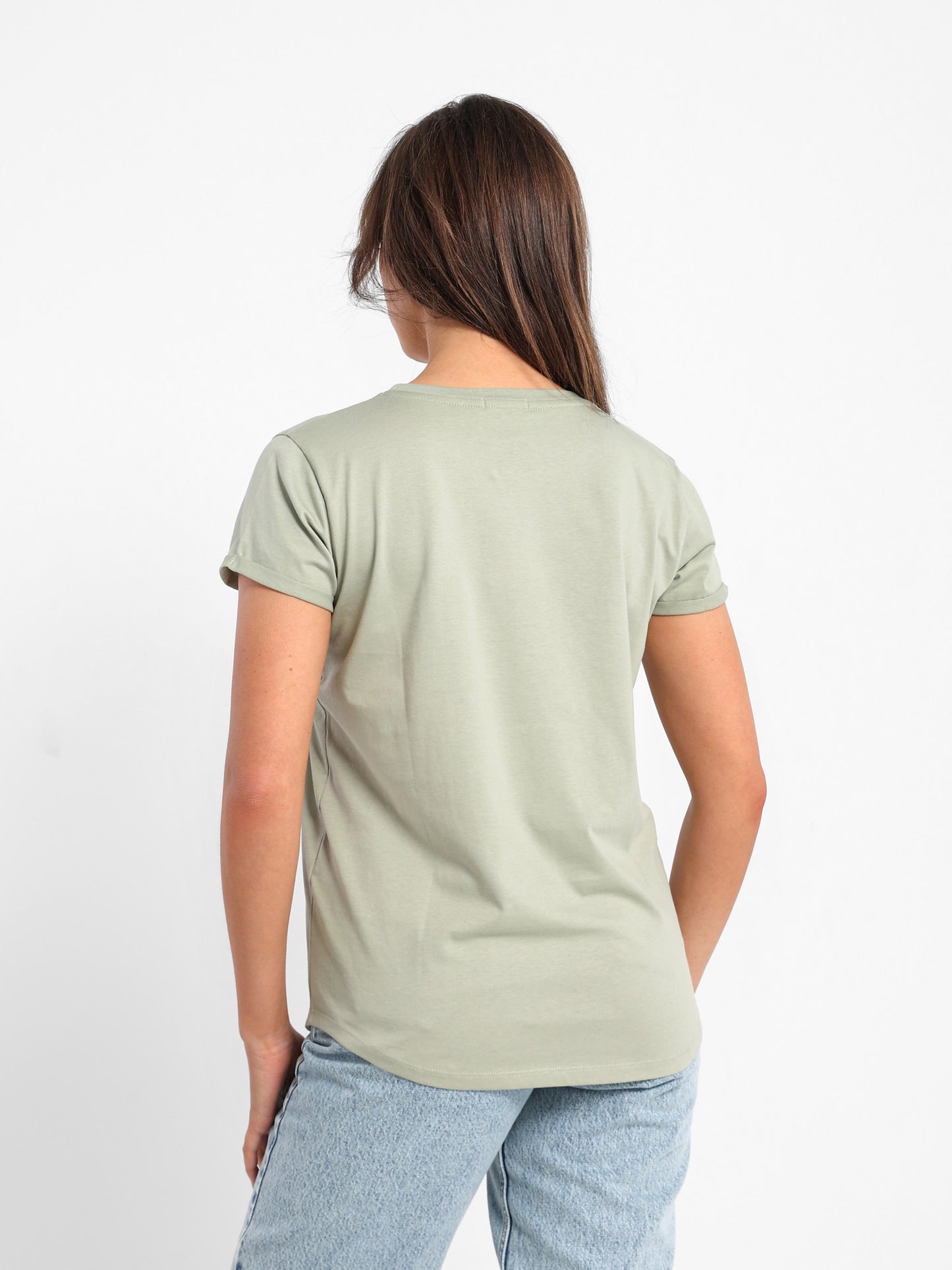 Bookshelf Photo & Embroidered Print T-Shirt