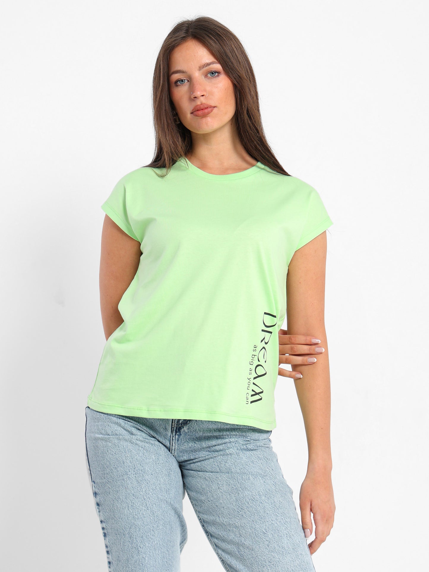 "Dream" Printed Cape-Sleeve T-Shirt
