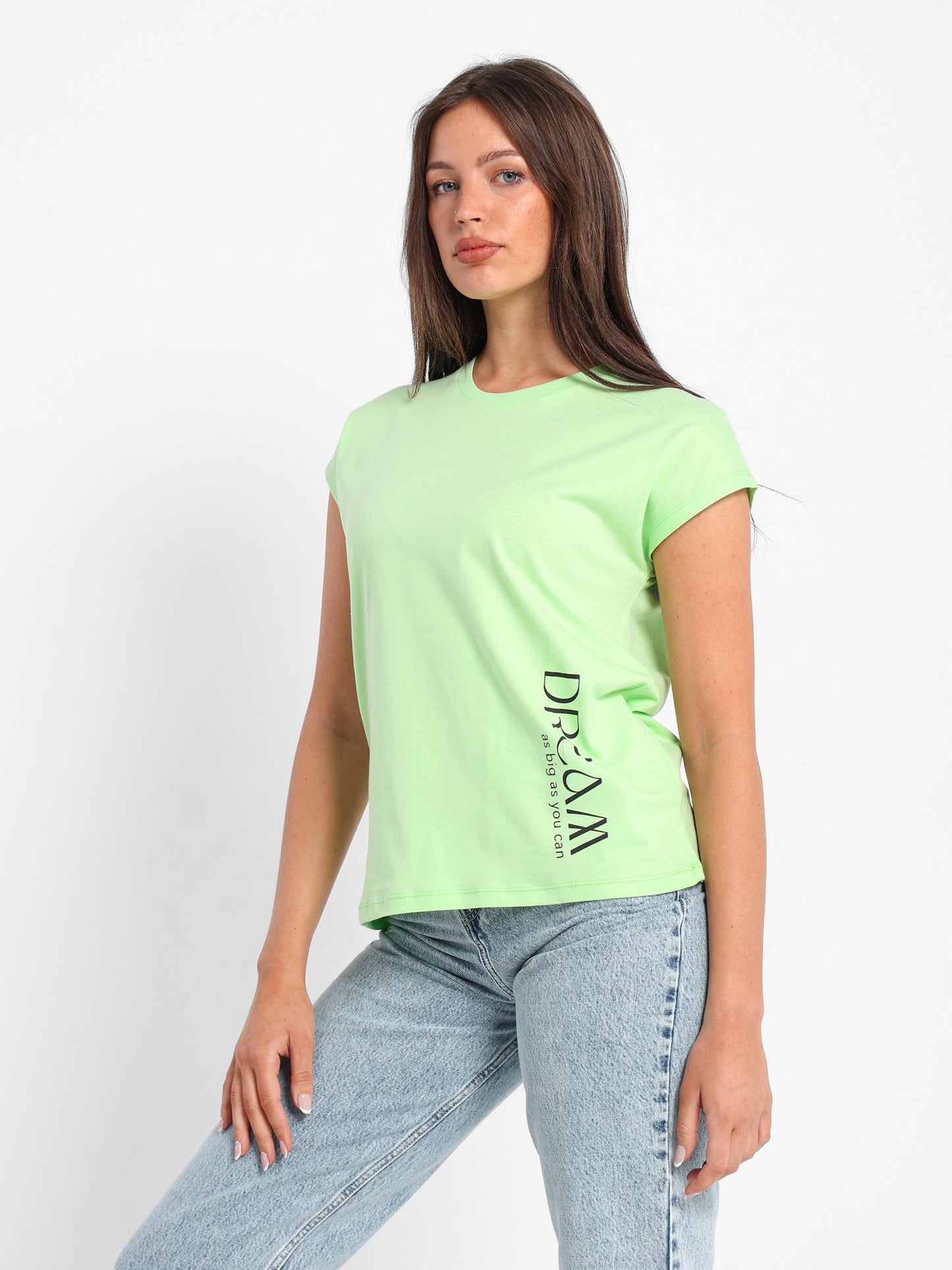 "Dream" Printed Cape-Sleeve T-Shirt
