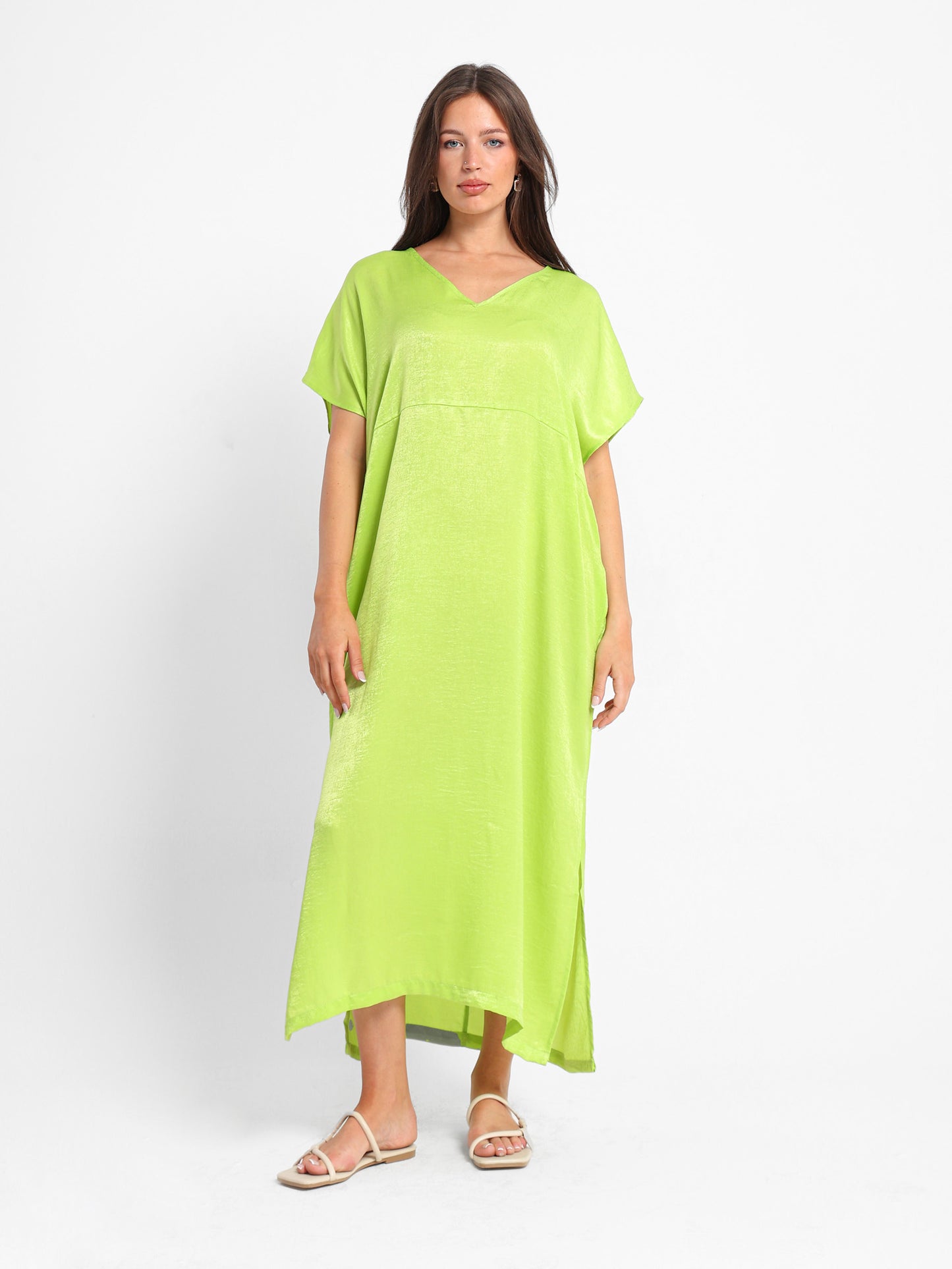 Satin Dress with Slit Sides