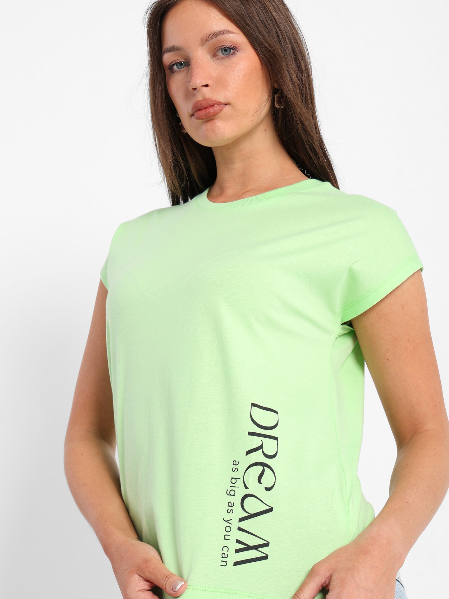 "Dream" Printed Cape-Sleeve T-Shirt