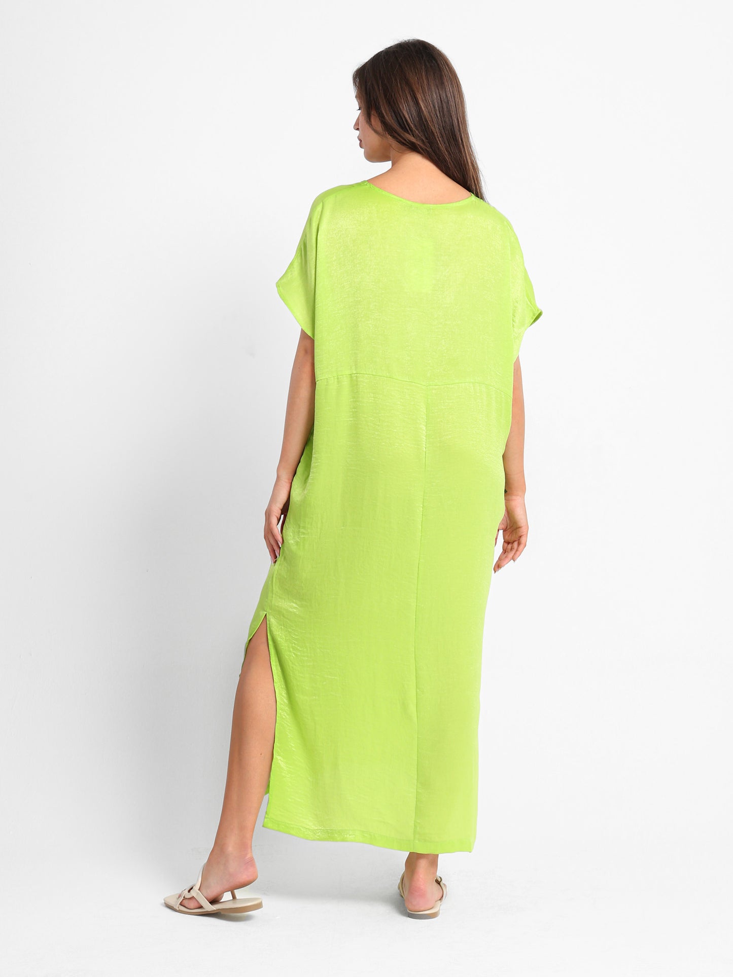 Satin Dress with Slit Sides
