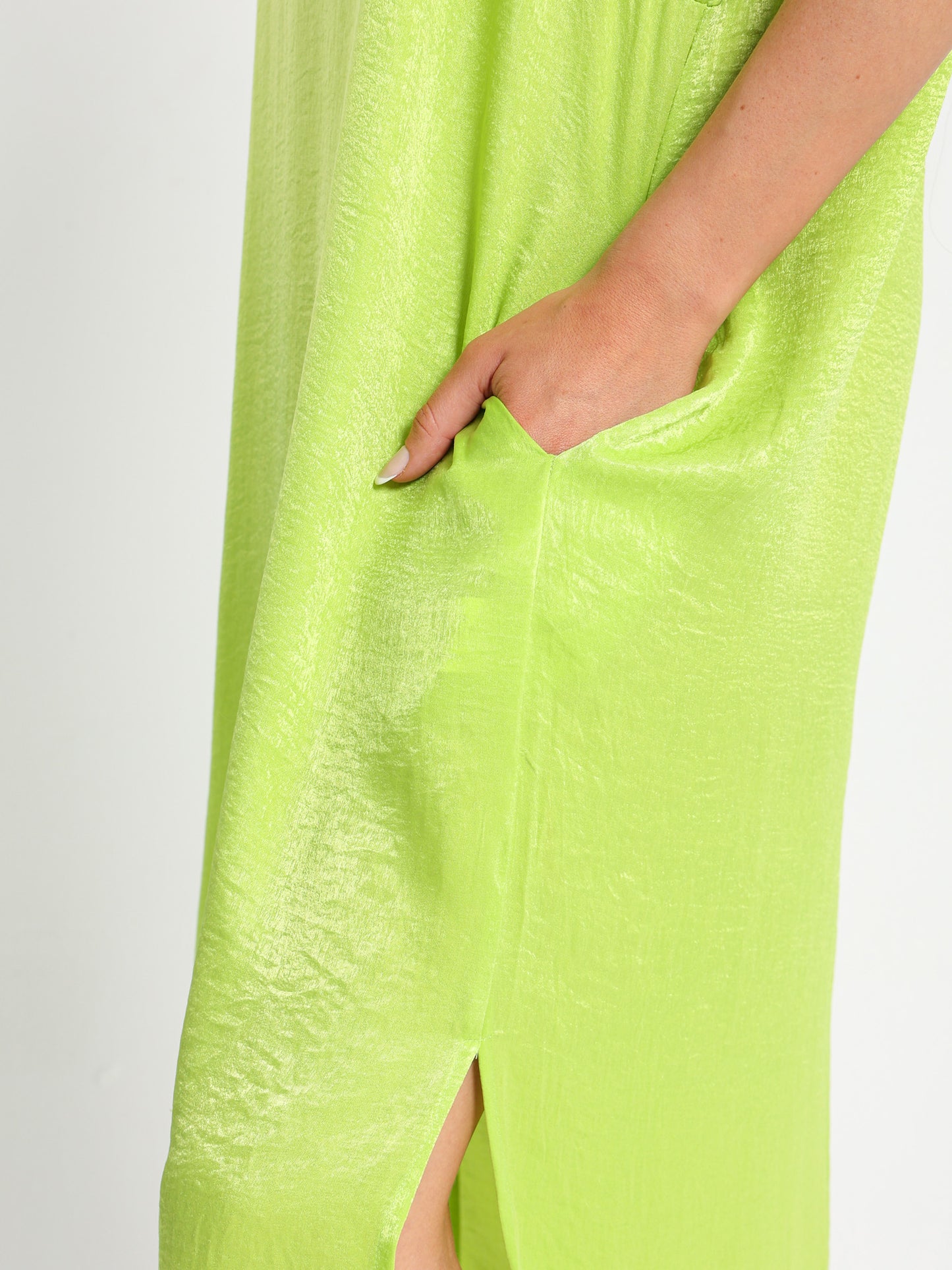 Satin Dress with Slit Sides