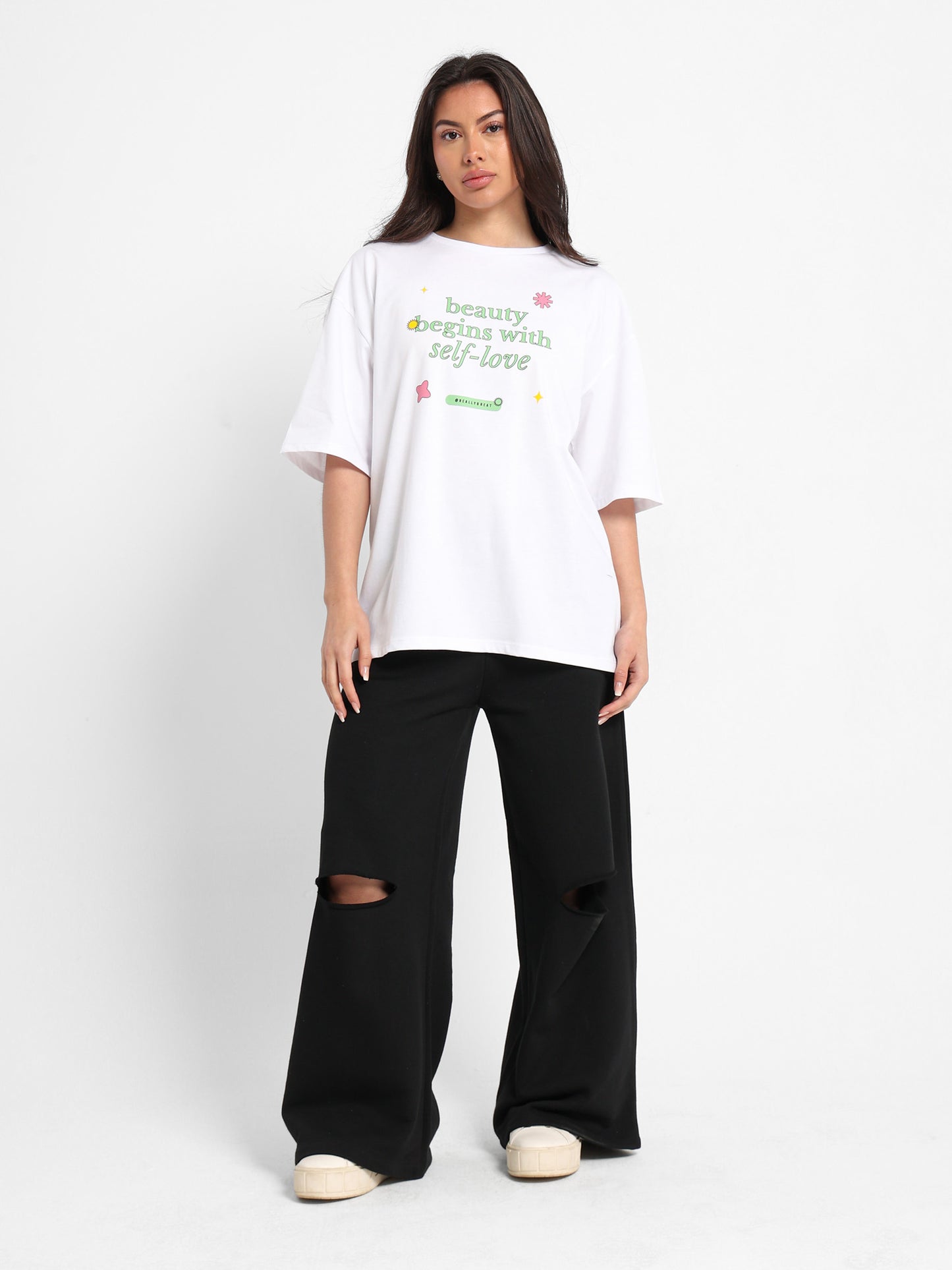 Oversized T-Shirt Heart Never Killed Print