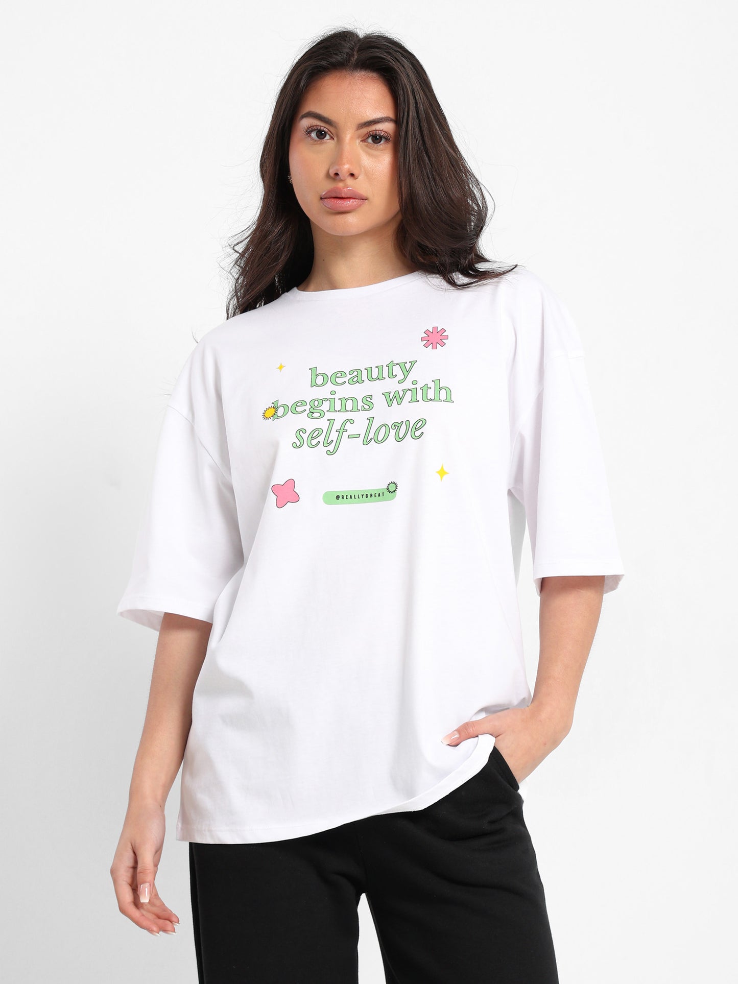 Oversized T-Shirt Heart Never Killed Print