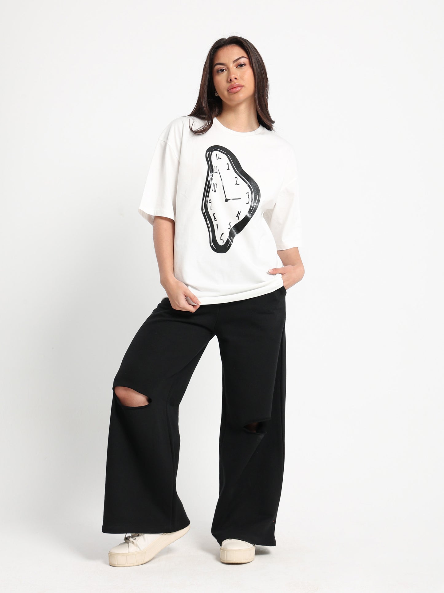 Oversized T-Shirt Dali Watch Print