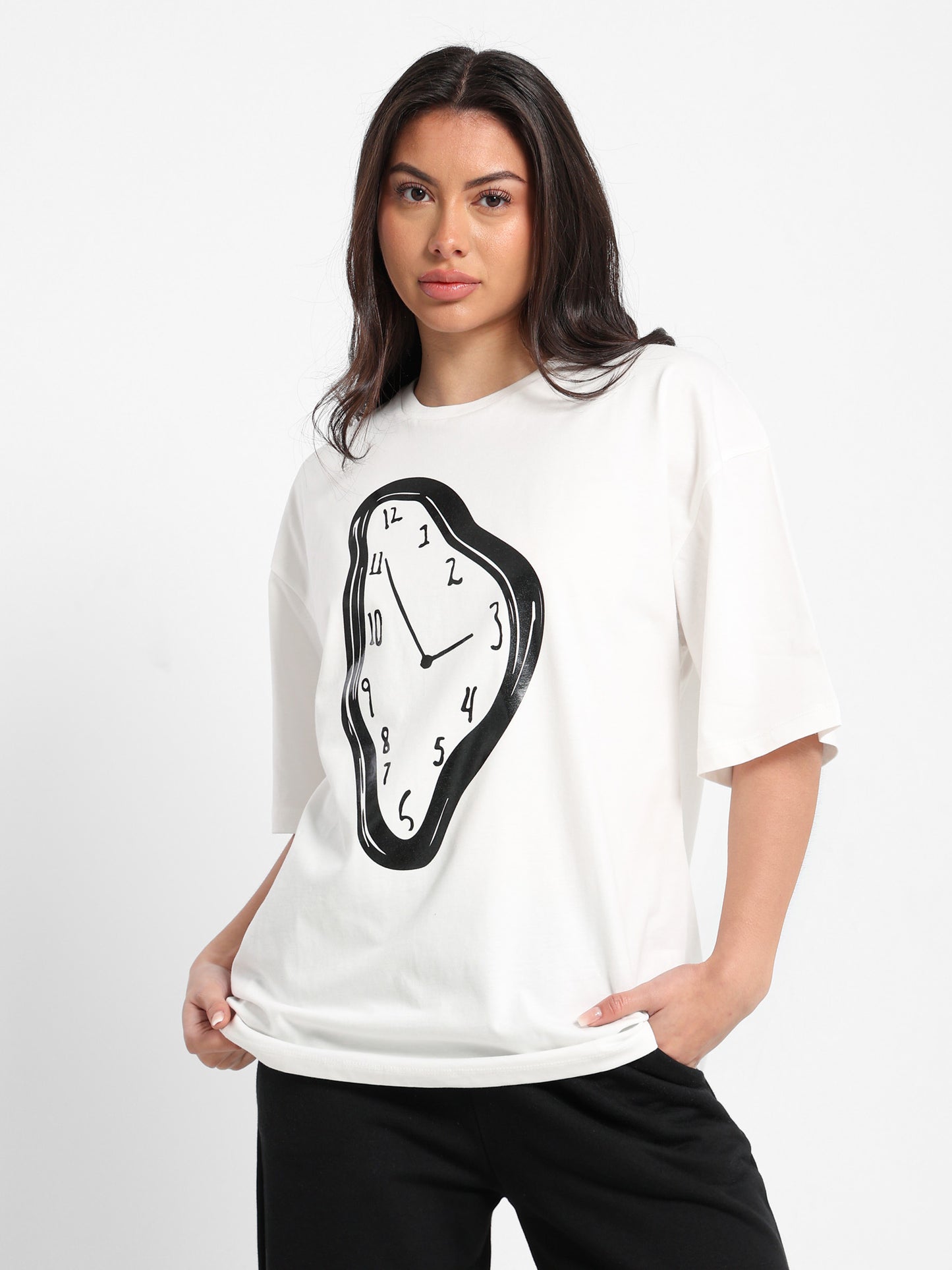 Oversized T-Shirt Dali Watch Print