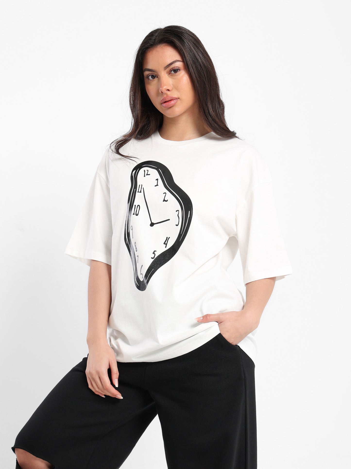 Oversized T-Shirt Dali Watch Print
