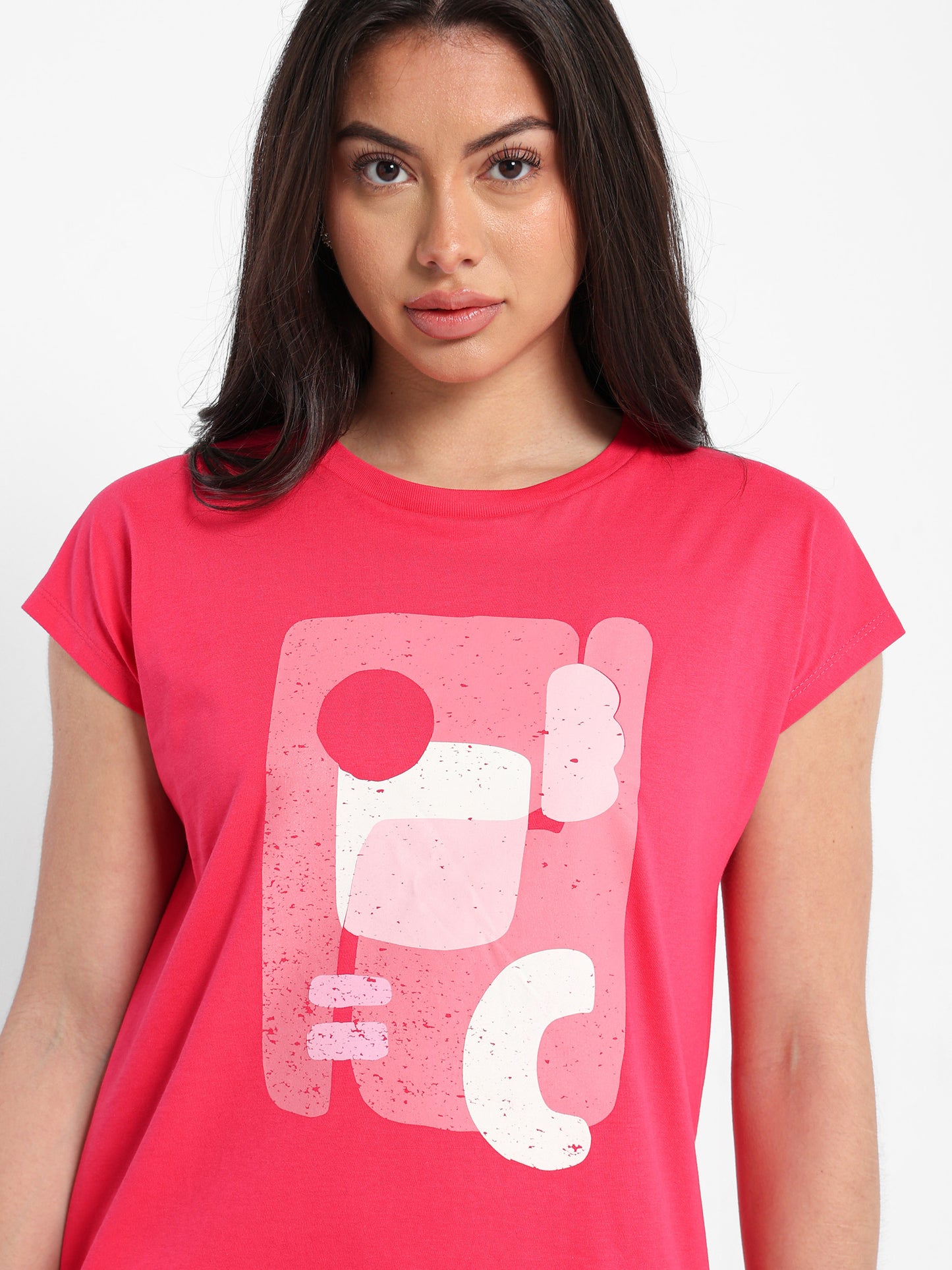 Colorful Abstract Shapes Print Cap Sleeve T-Shirt