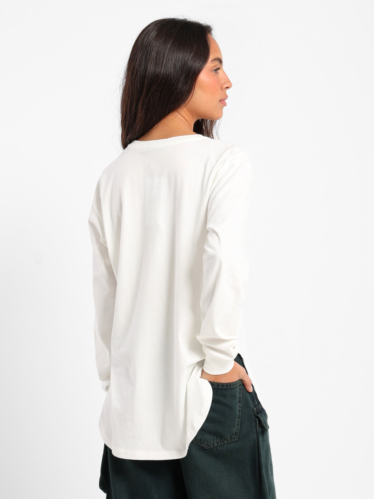 Text on Photo Oversized Long Sleeve T-Shirt