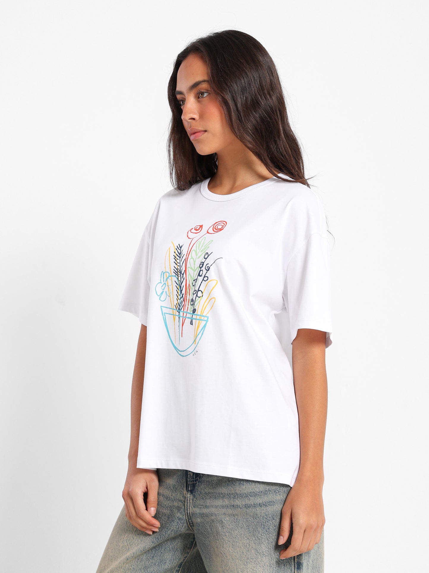 Floral Embroidered Loose T-Shirt