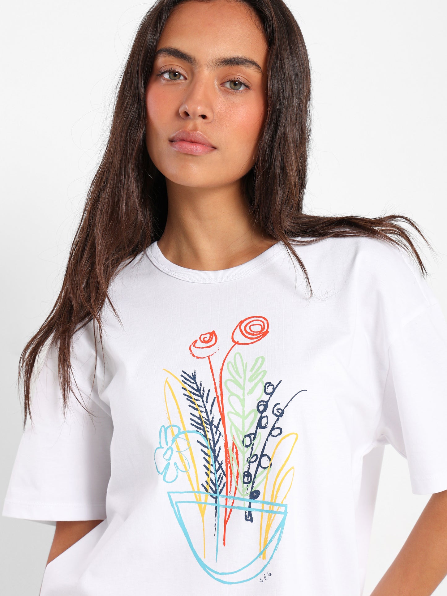 Floral Embroidered Loose T-Shirt