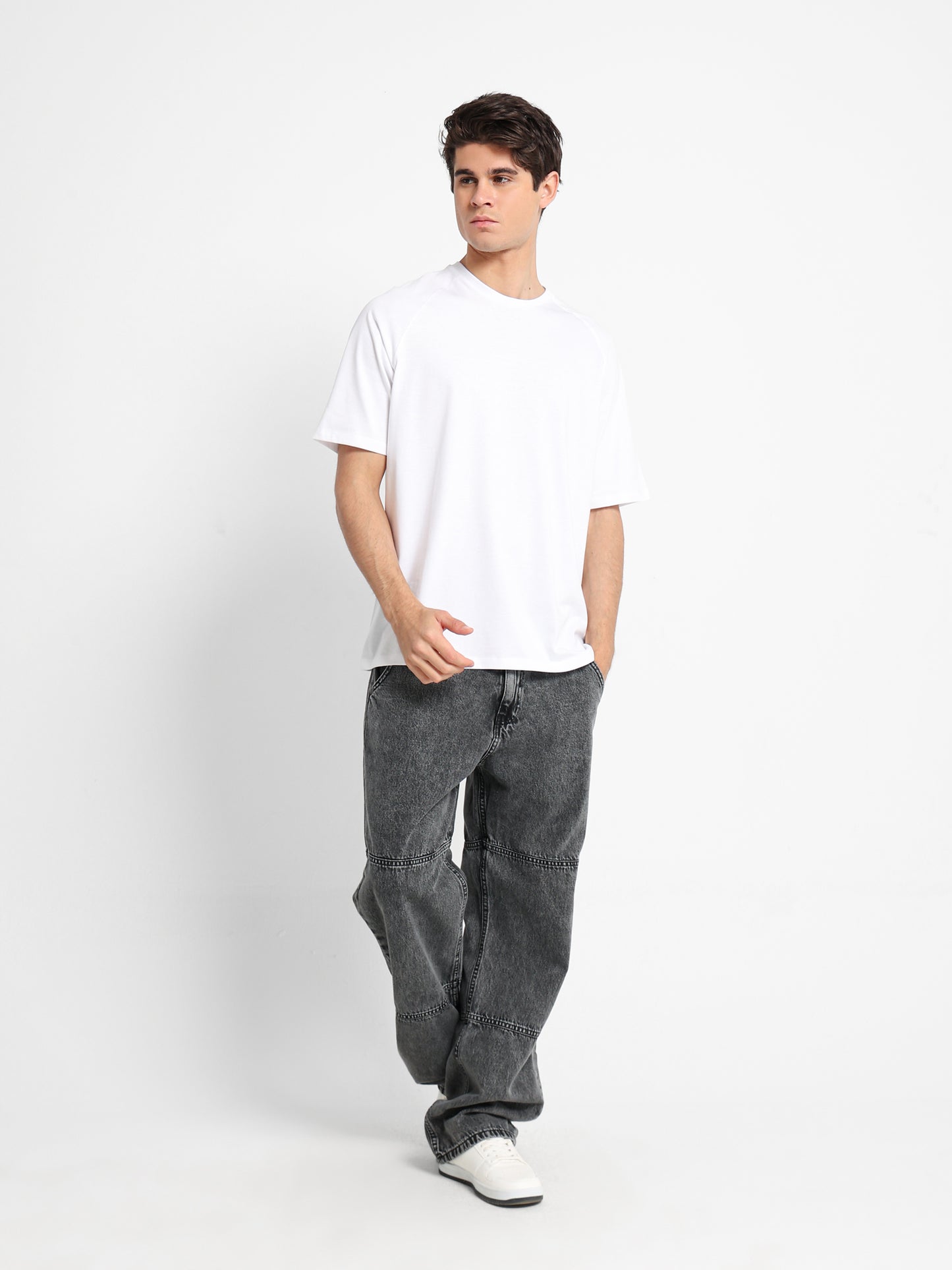 Loose Fit Jeans with Waist Cord