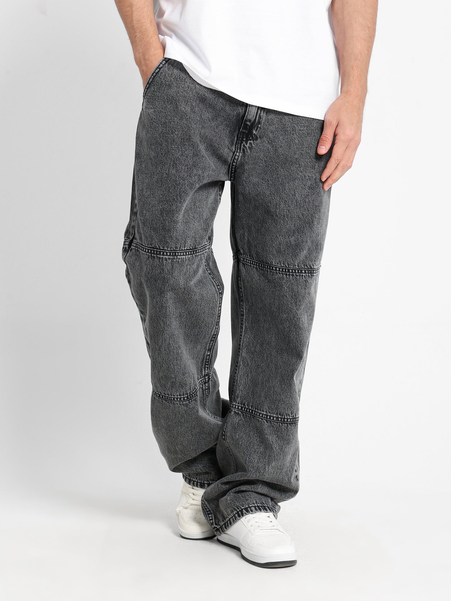 Loose Fit Jeans with Waist Cord