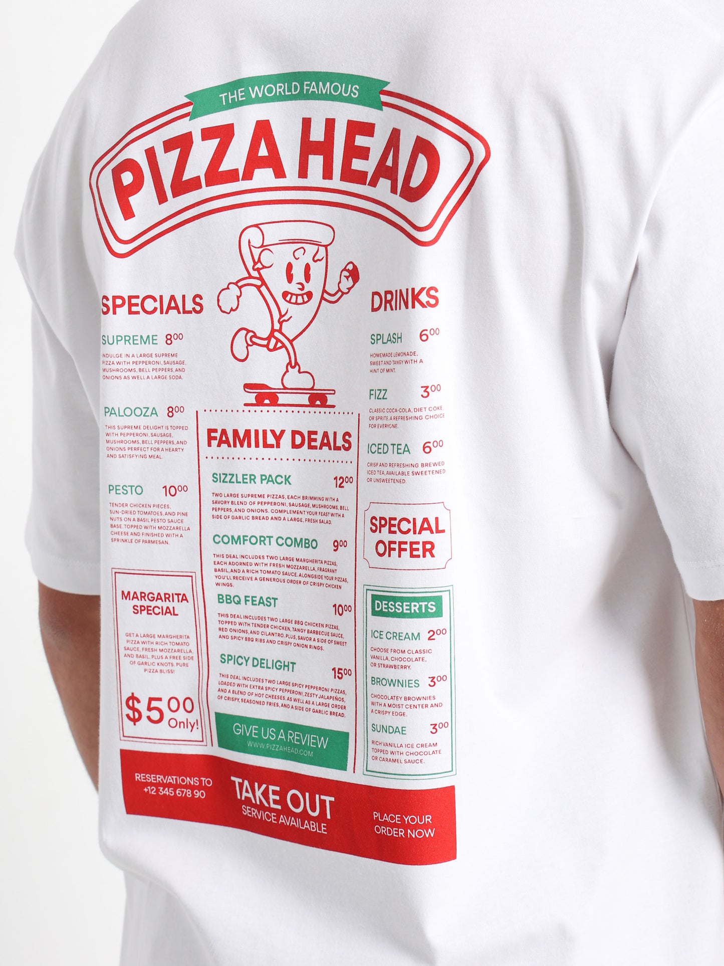 Pizza Head Printed T-Shirt