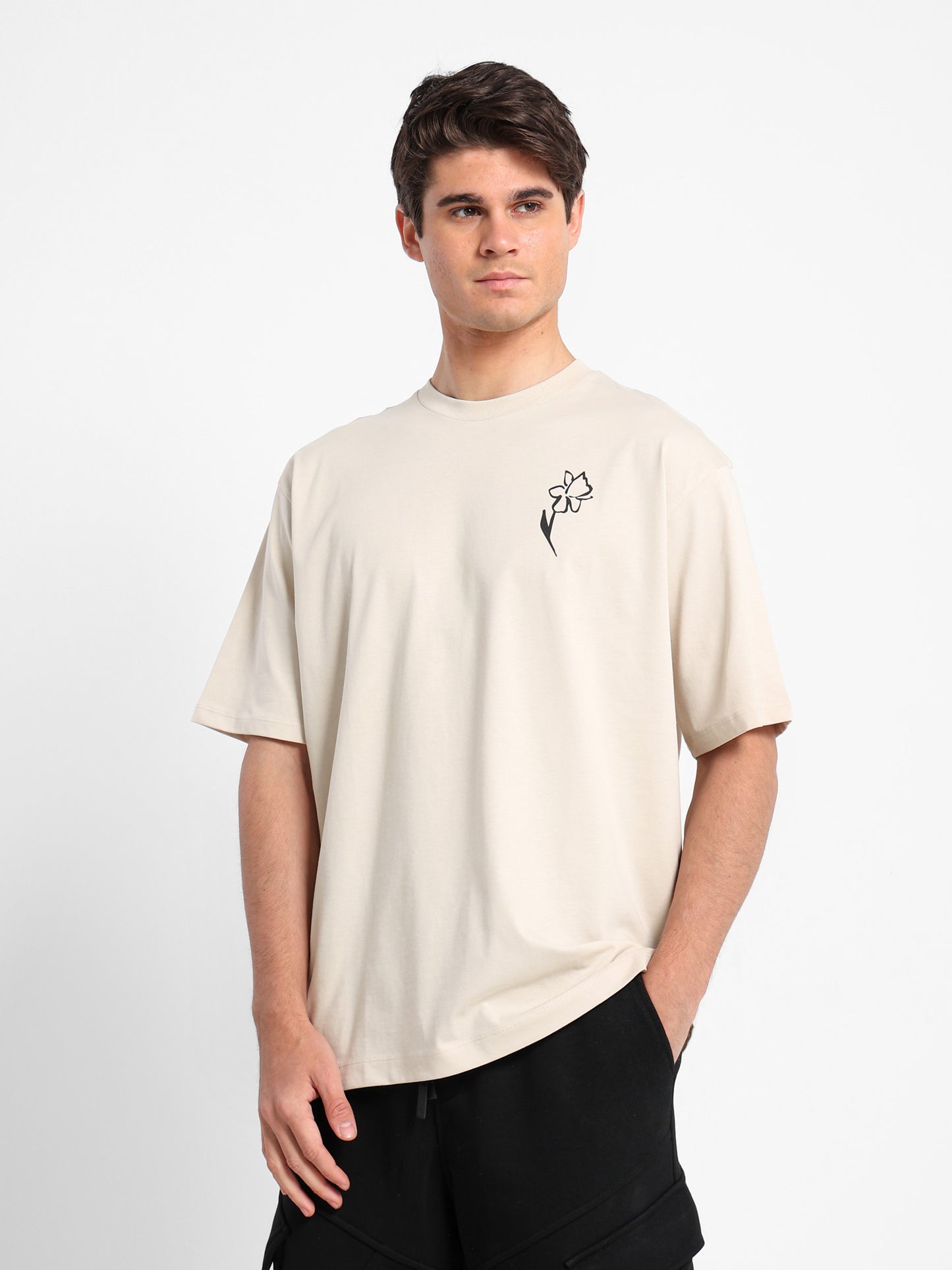 Artistic Sketched Flowers Graphic T-Shirt