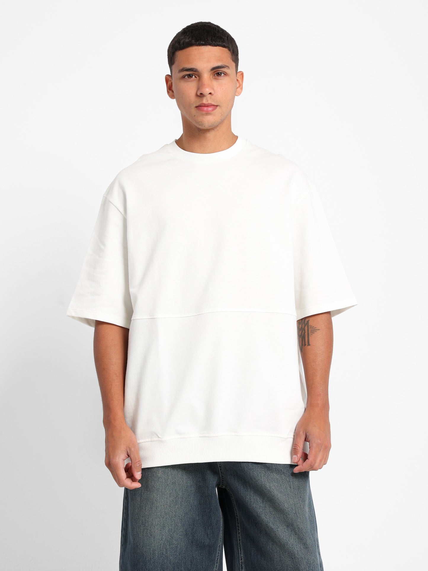 Oversized Melton T-Shirt with Derby Hem