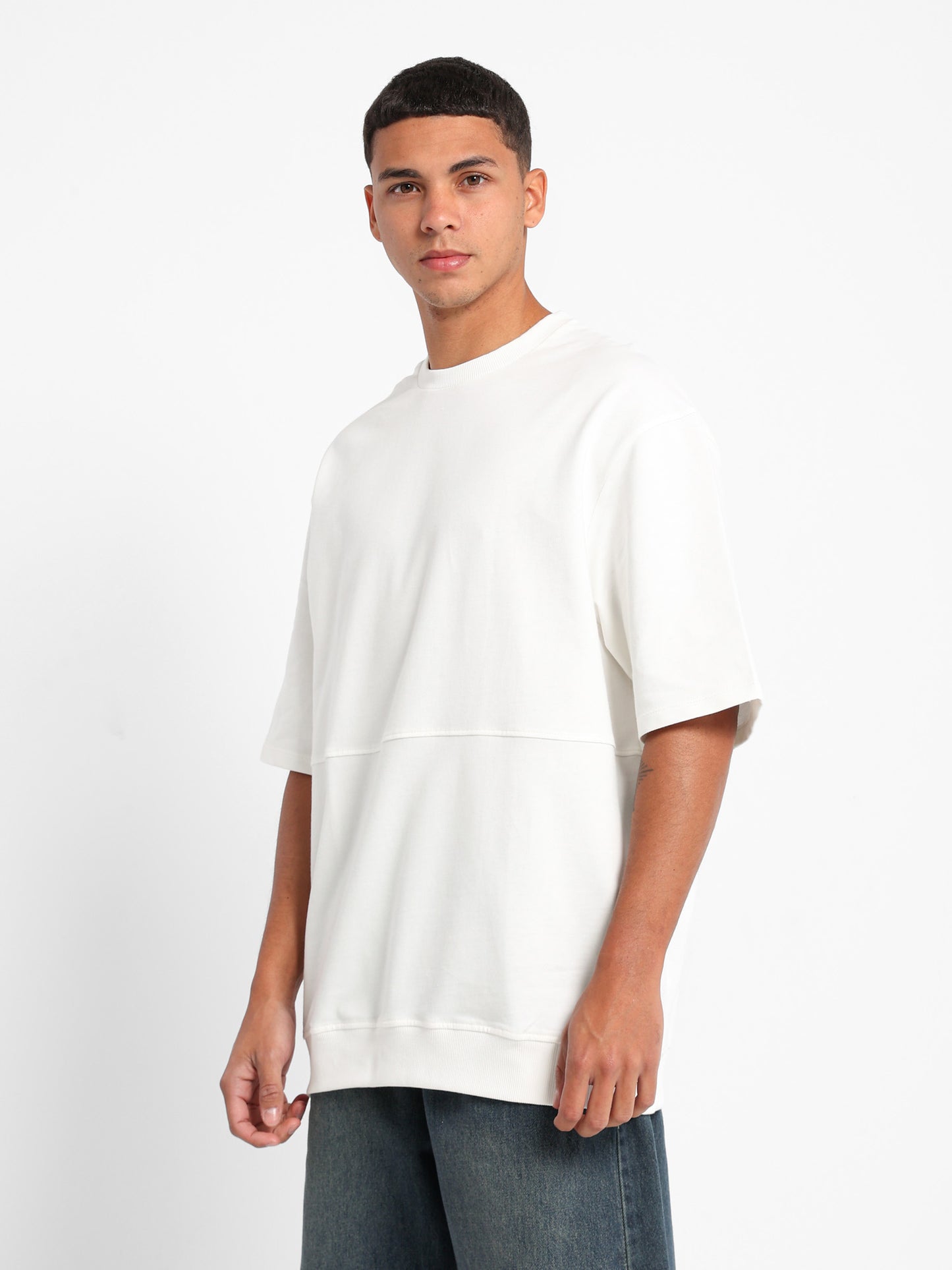 Oversized Melton T-Shirt with Derby Hem