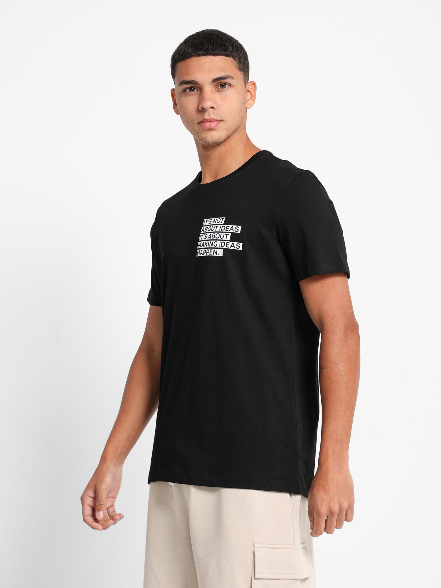 Chest Text Printed T-Shirt