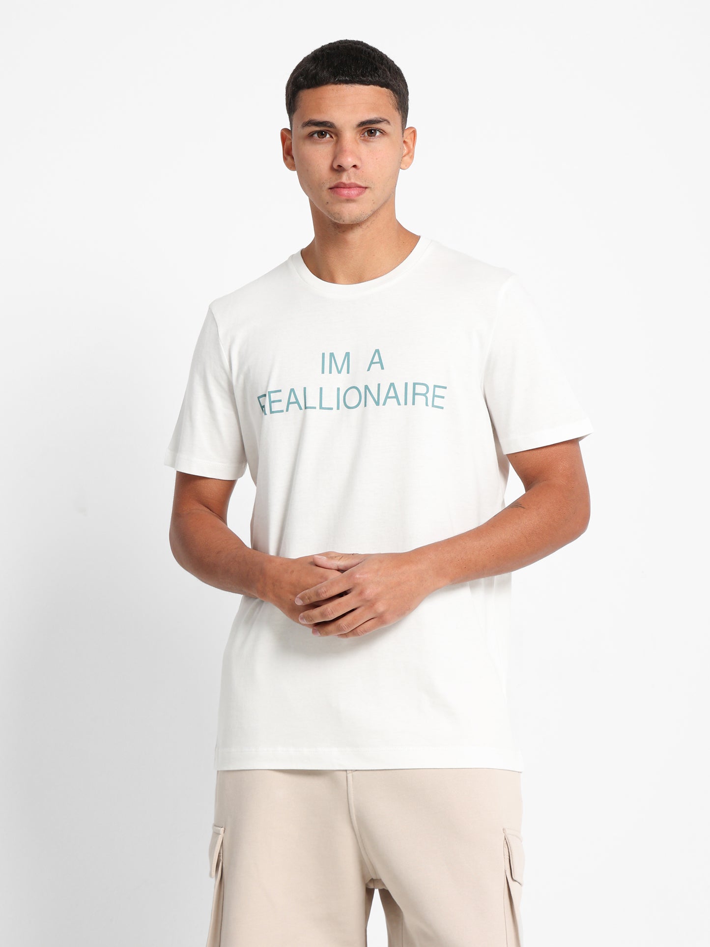 Iam A reallionaire Text Printed T-Shirt