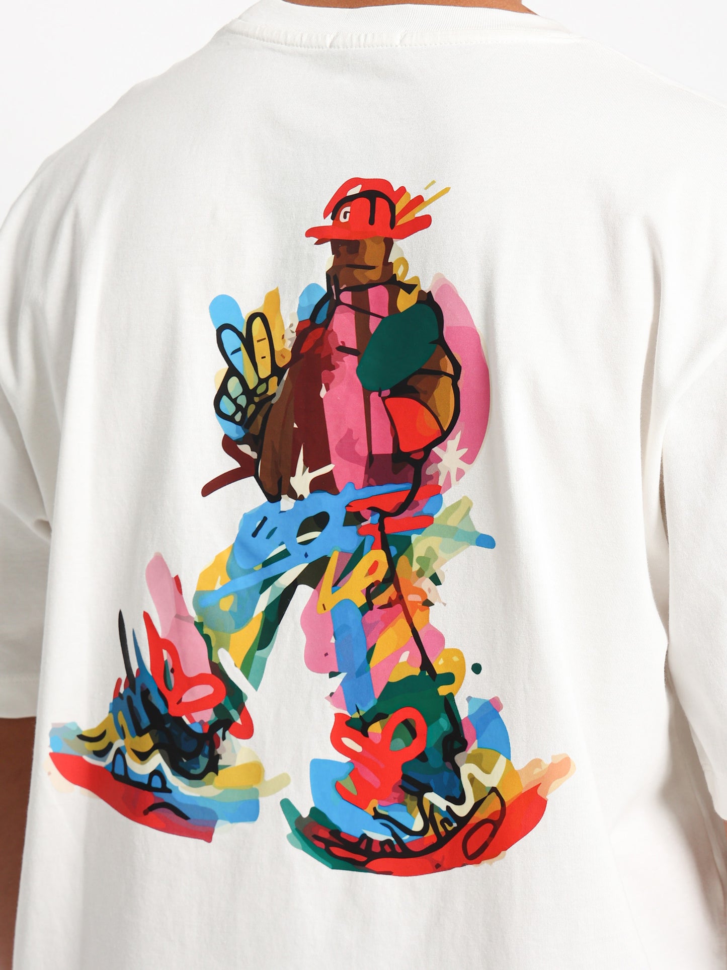 Doodle Spray Character Graphic T-Shirt
